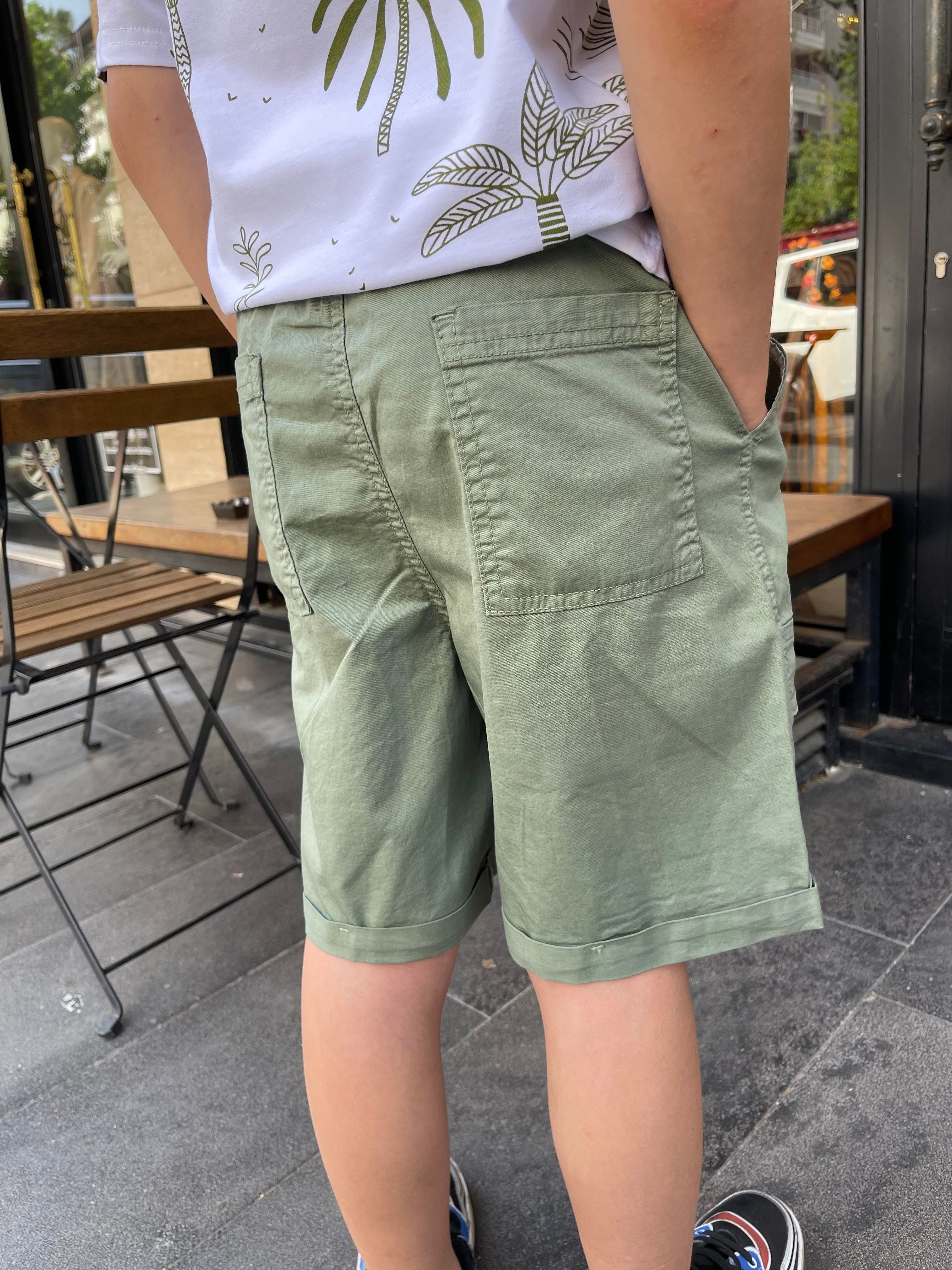 Kids Ön Cep Detaylı Yeşil Erkek Şort