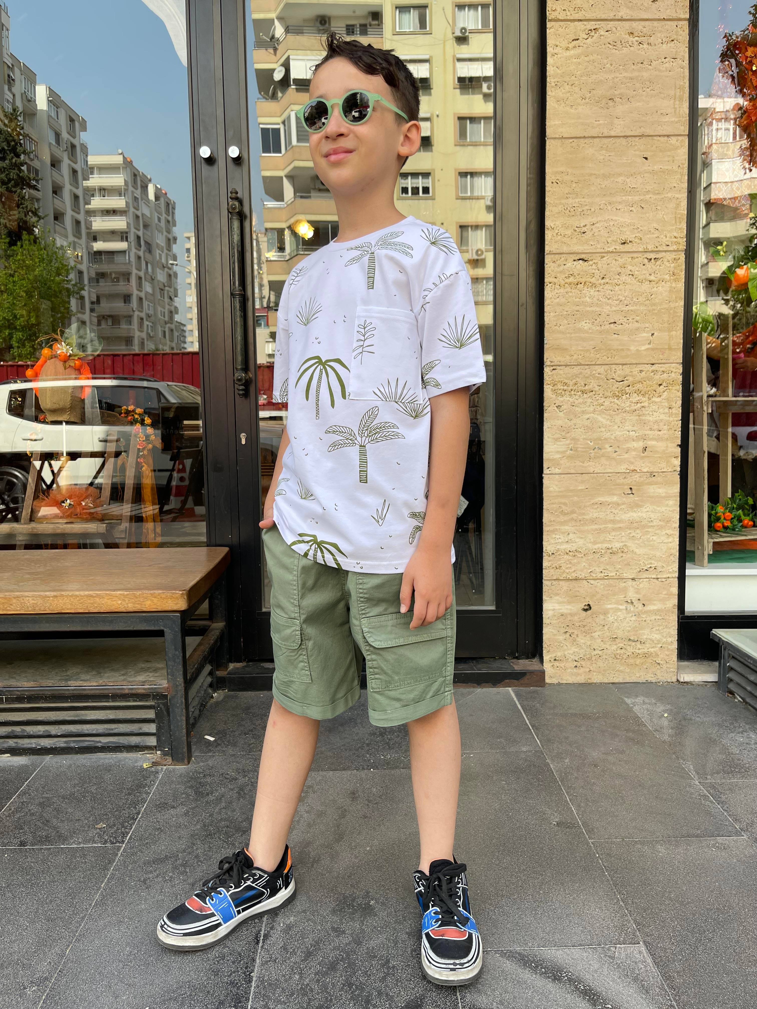 Kids Ön Cep Detaylı Yeşil Erkek Şort