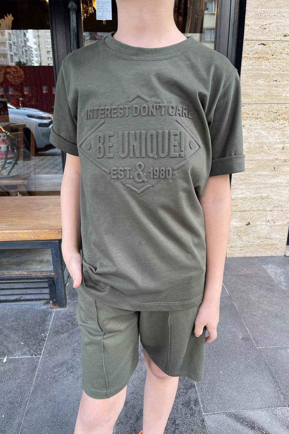 Kids Önü Kabartmalı Şapkalı Takım