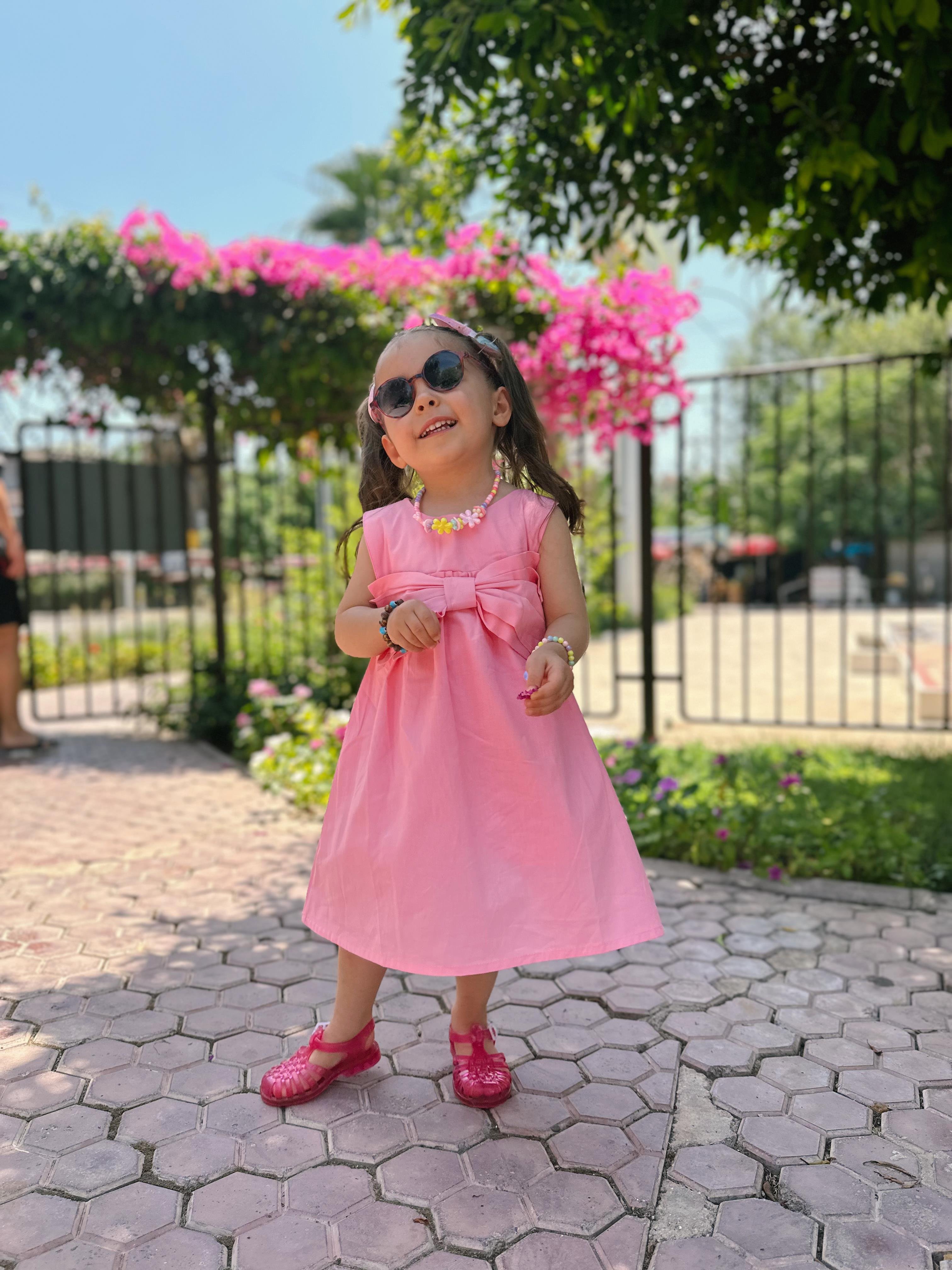 Kids Pembe Fiyonklu Elbise