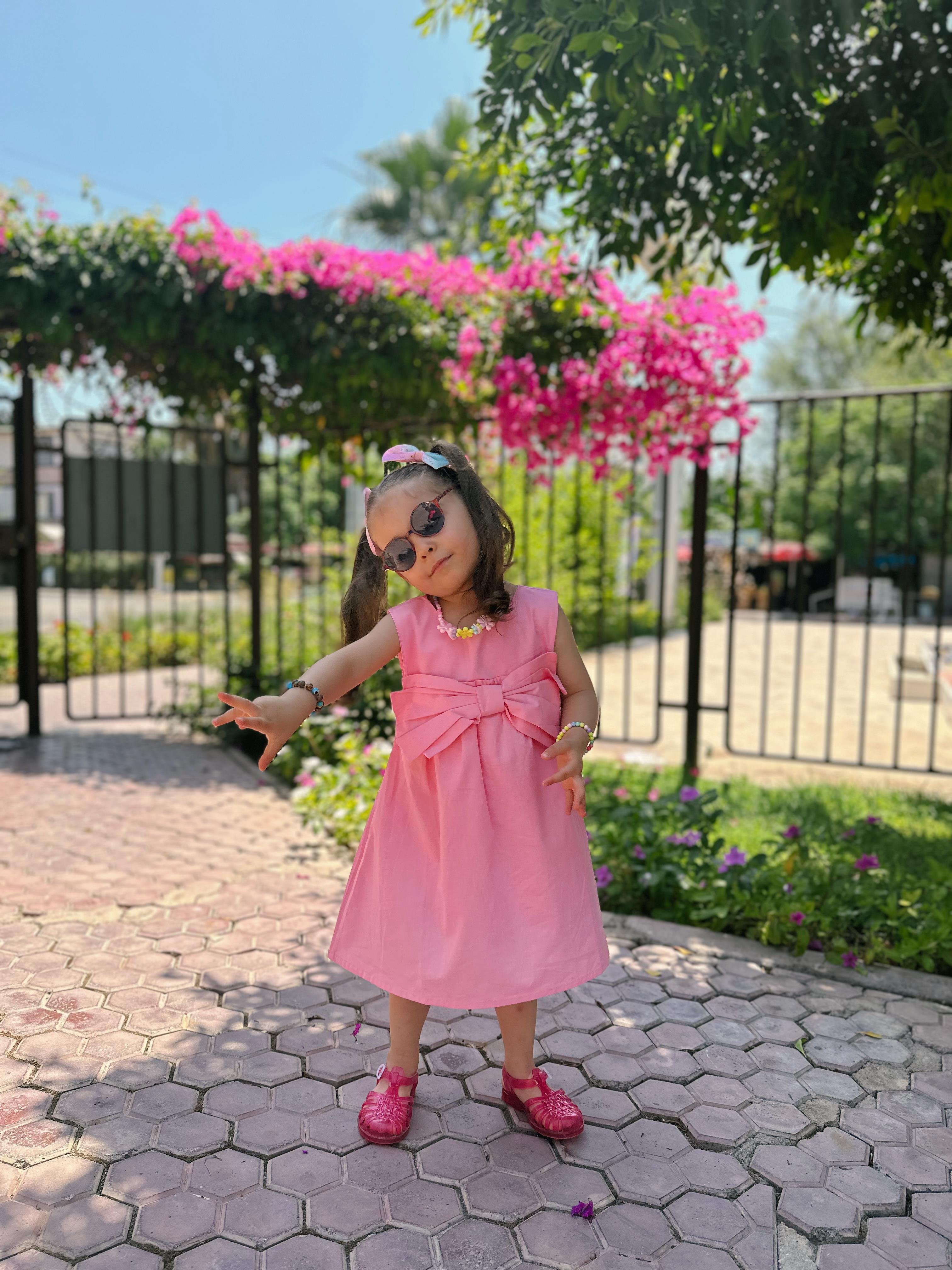 Kids Pembe Fiyonklu Elbise