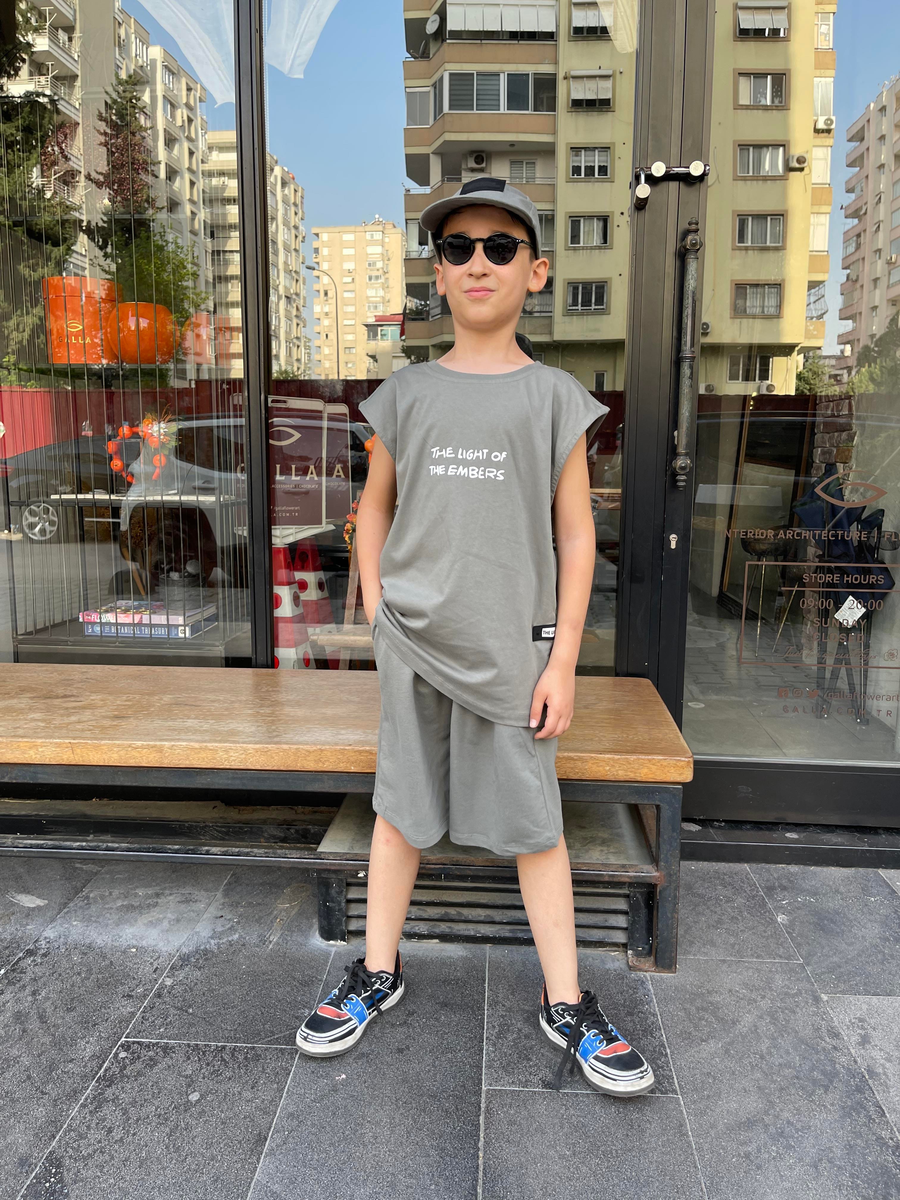 Kids Şapkalı Haki Erkek Takım