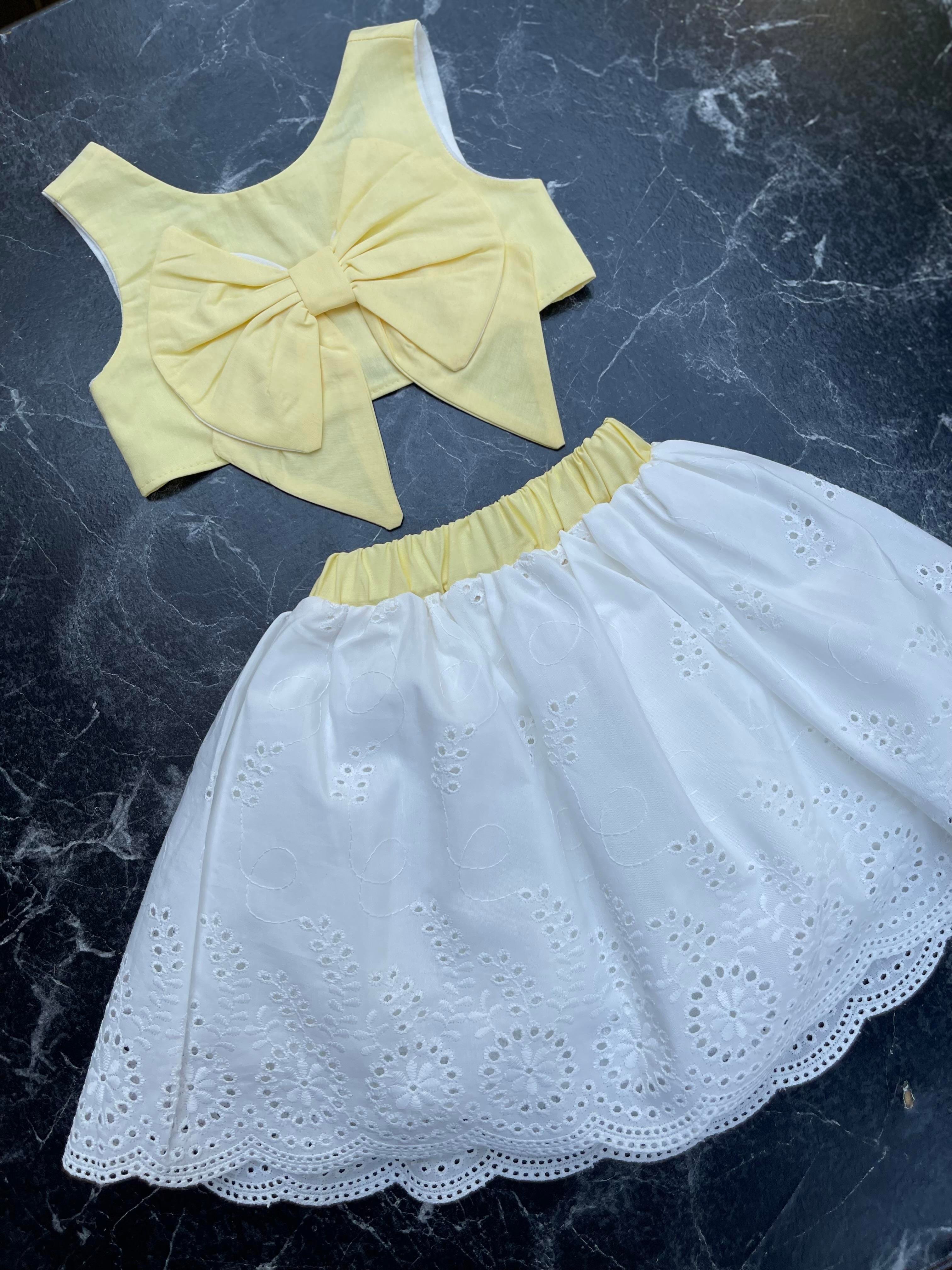Kids Sarı Fiyonklu Etek Bluz Takım