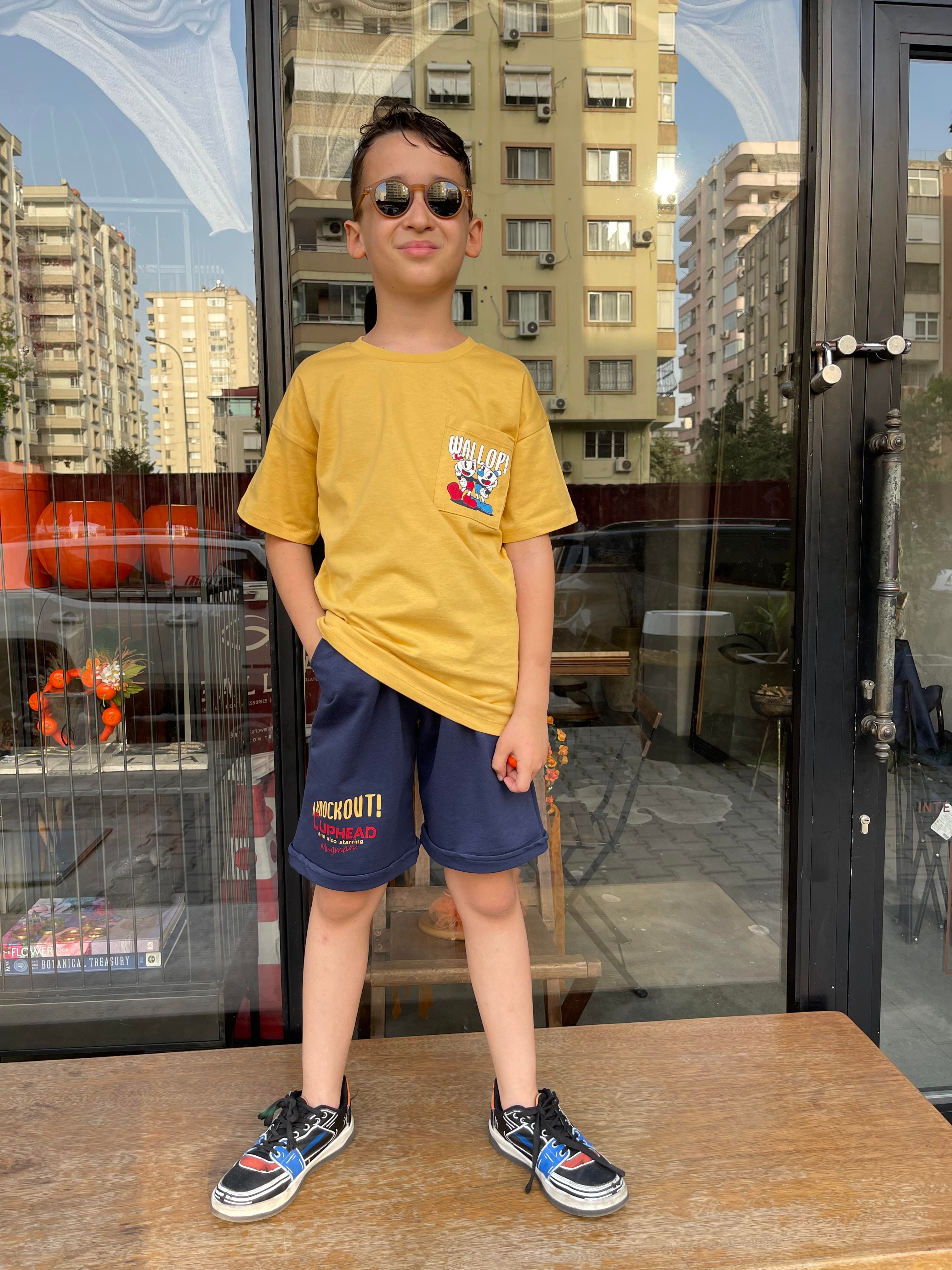 Kids Sarı Wallop Baskılı Takım