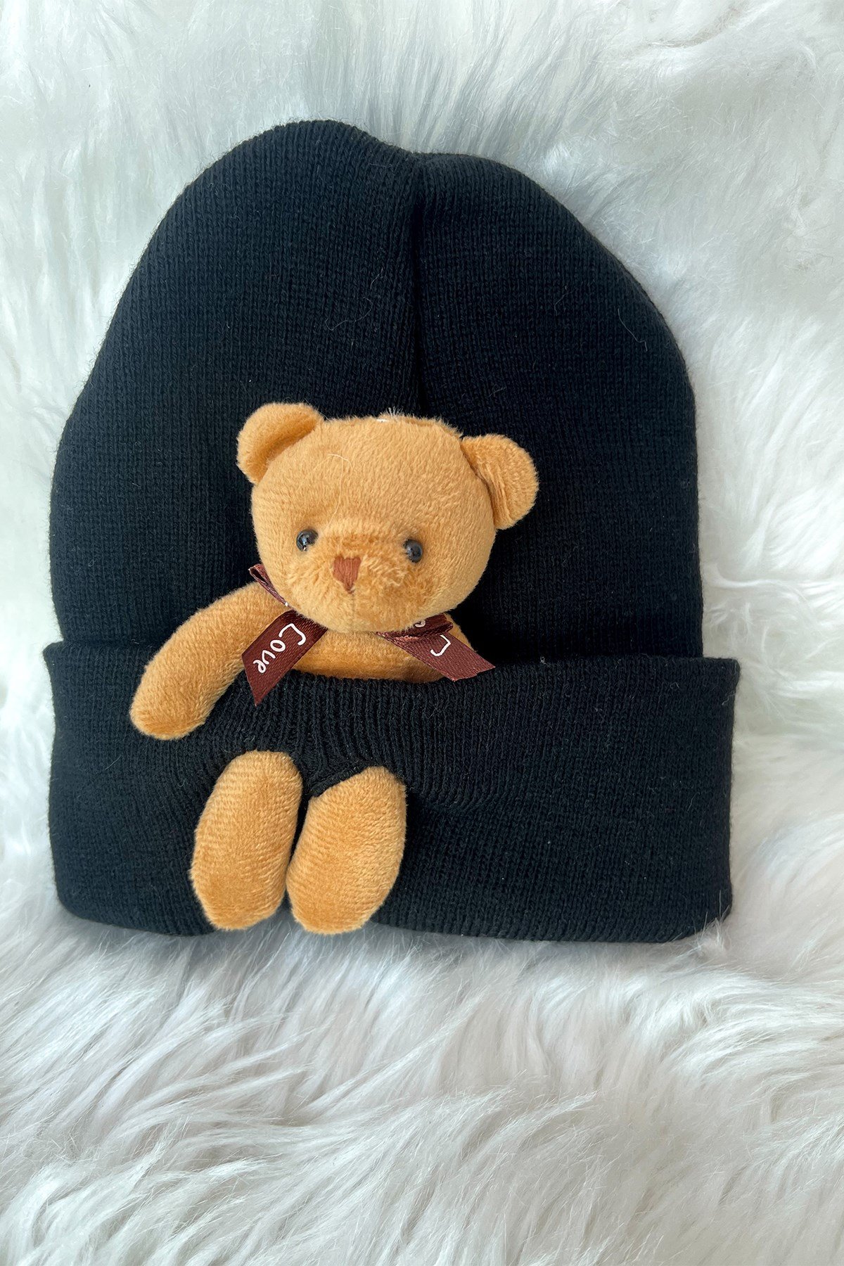 Kids Siyah Ayıcıklı Bere