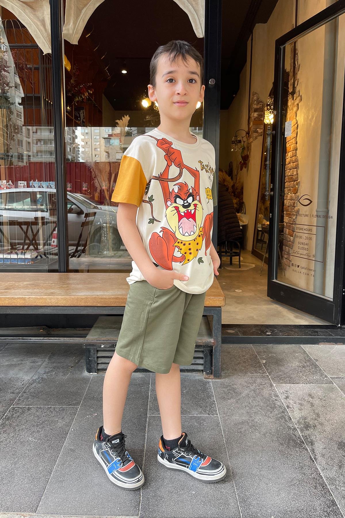 Kids Tazmanya Desenli Şort Takım