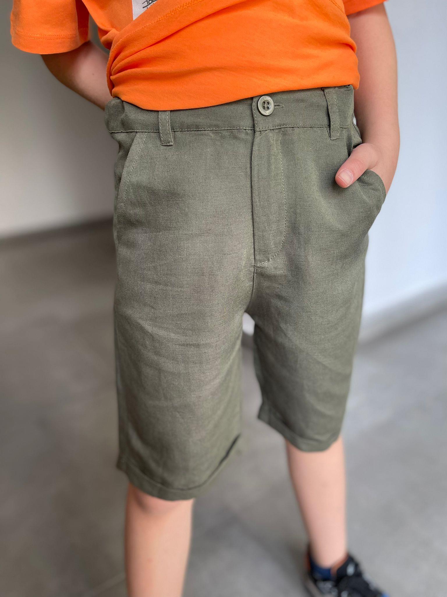 Kids Turuncu Haki Şortlu Baskılı Takım