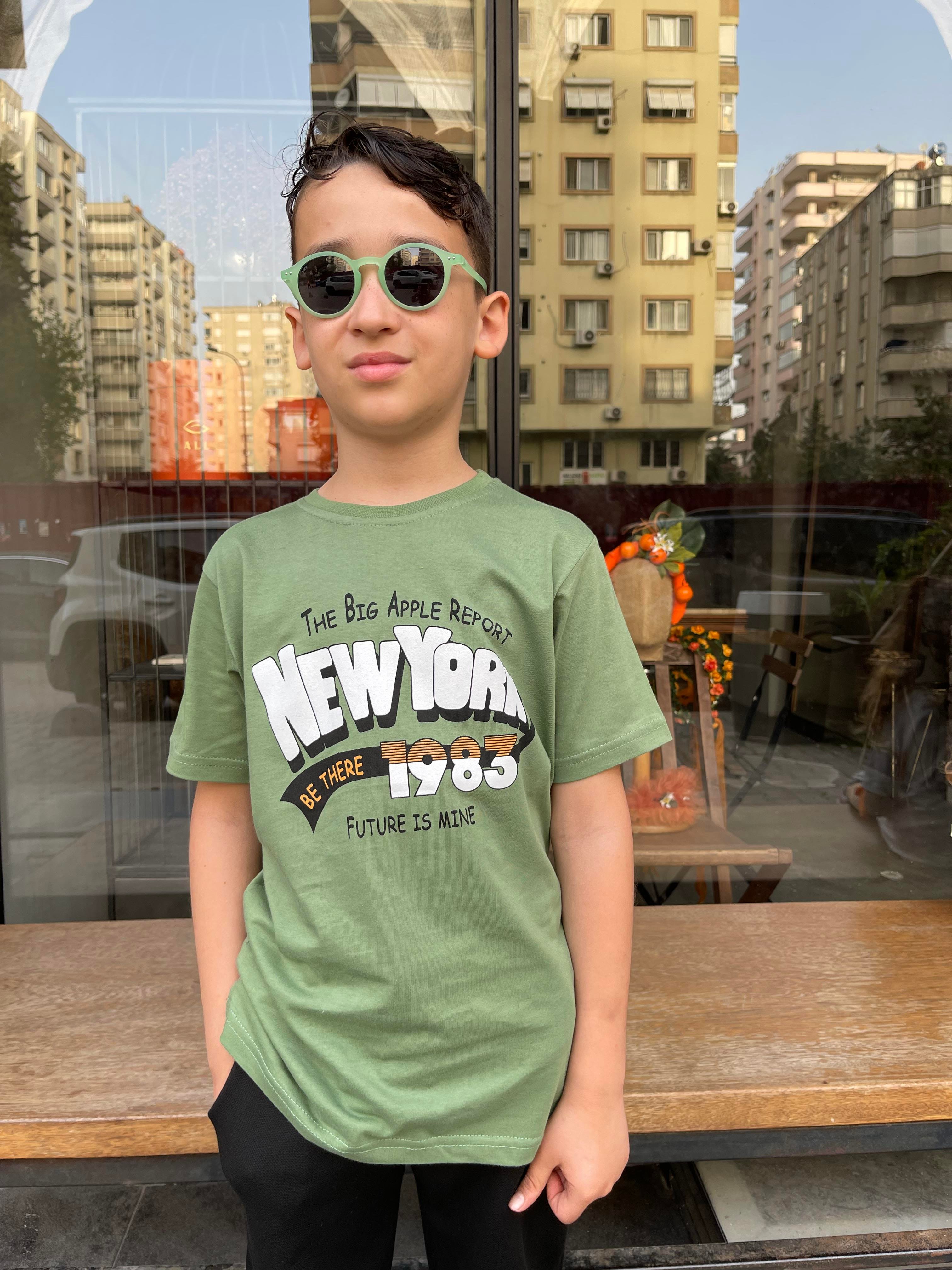Kids Yeşil Baskılı Desenli Tshirt