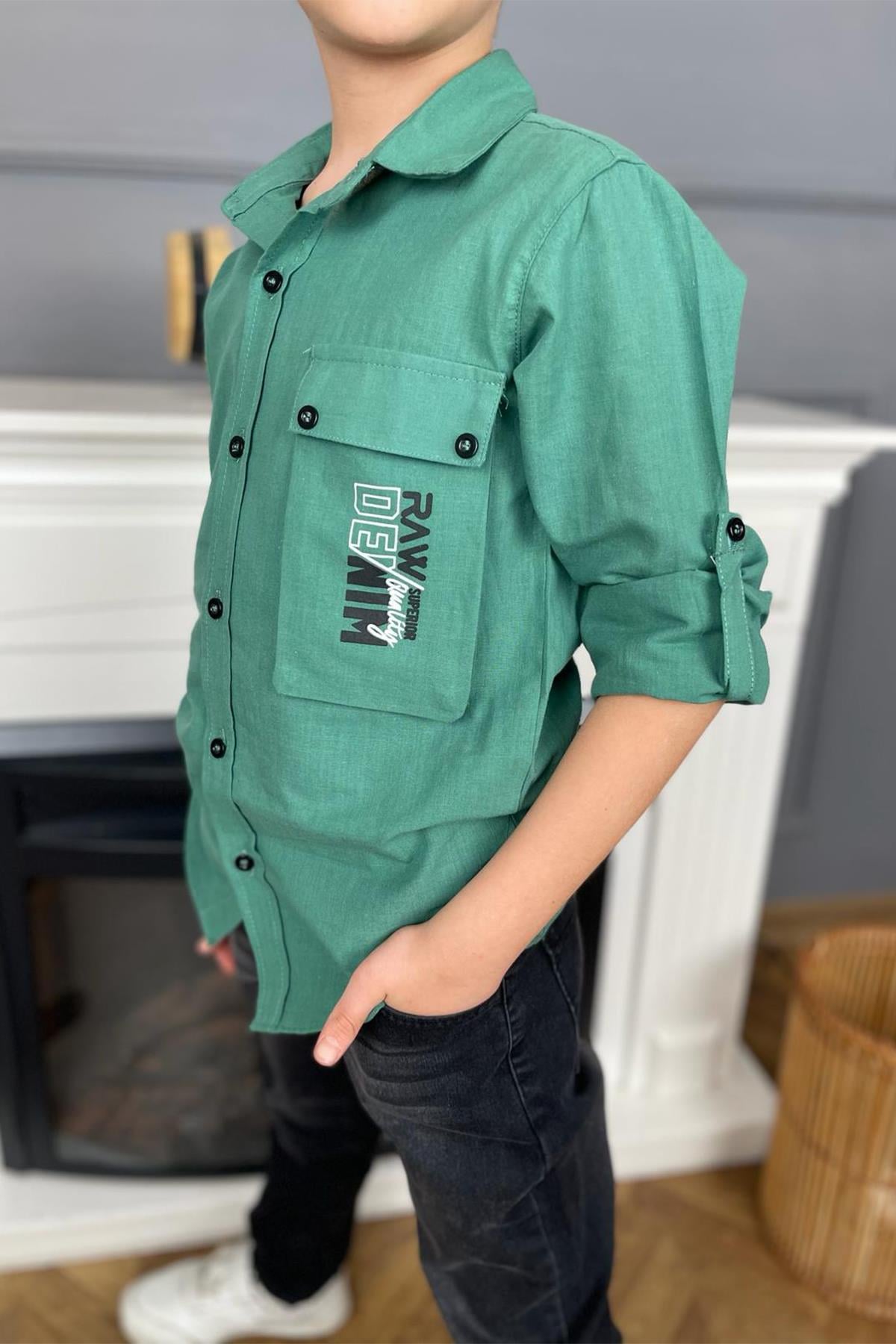 Kids Yeşil Gömlekli Pantolon Takım