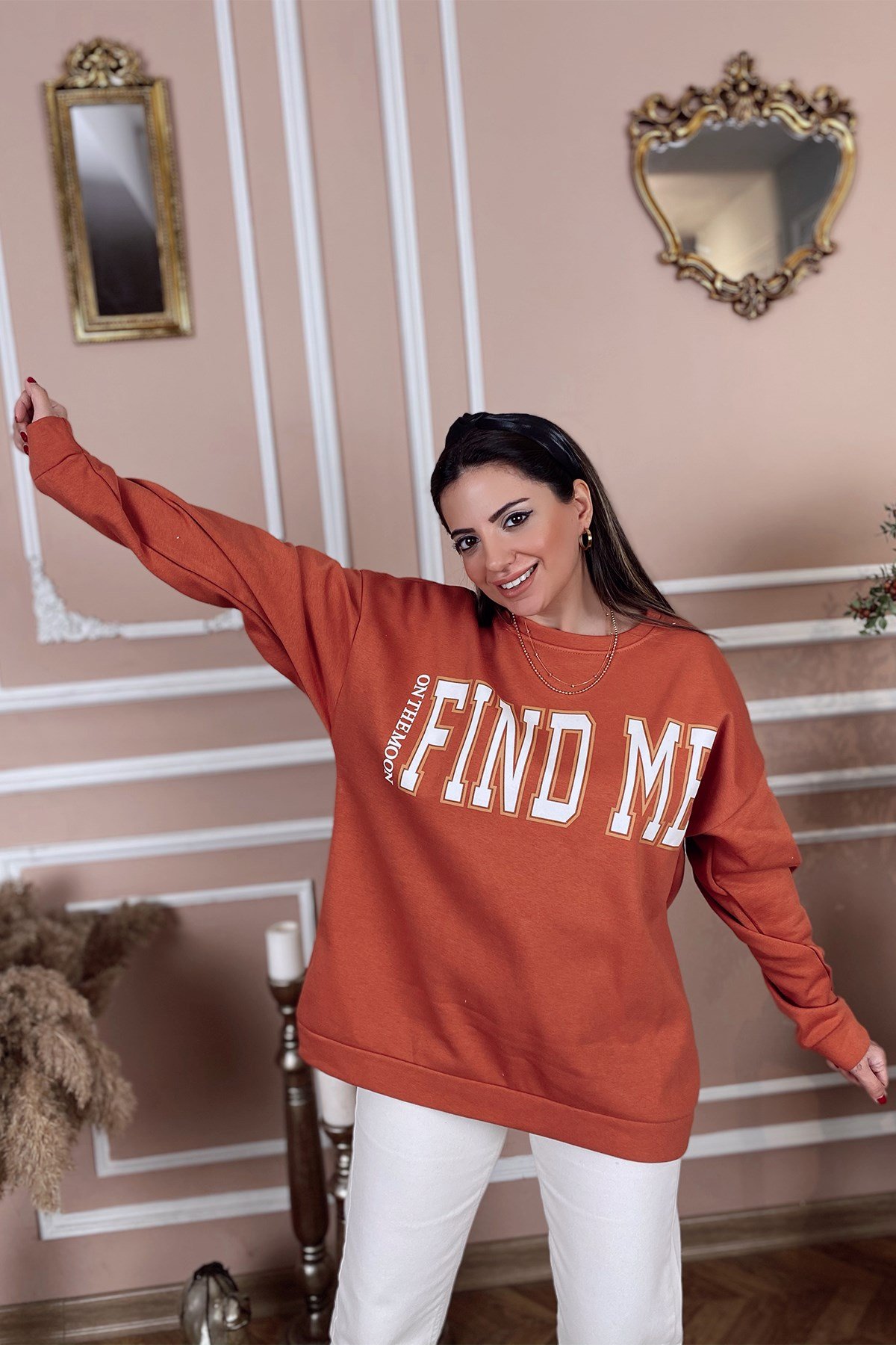 Kiremit Baskılı Sweatshirt