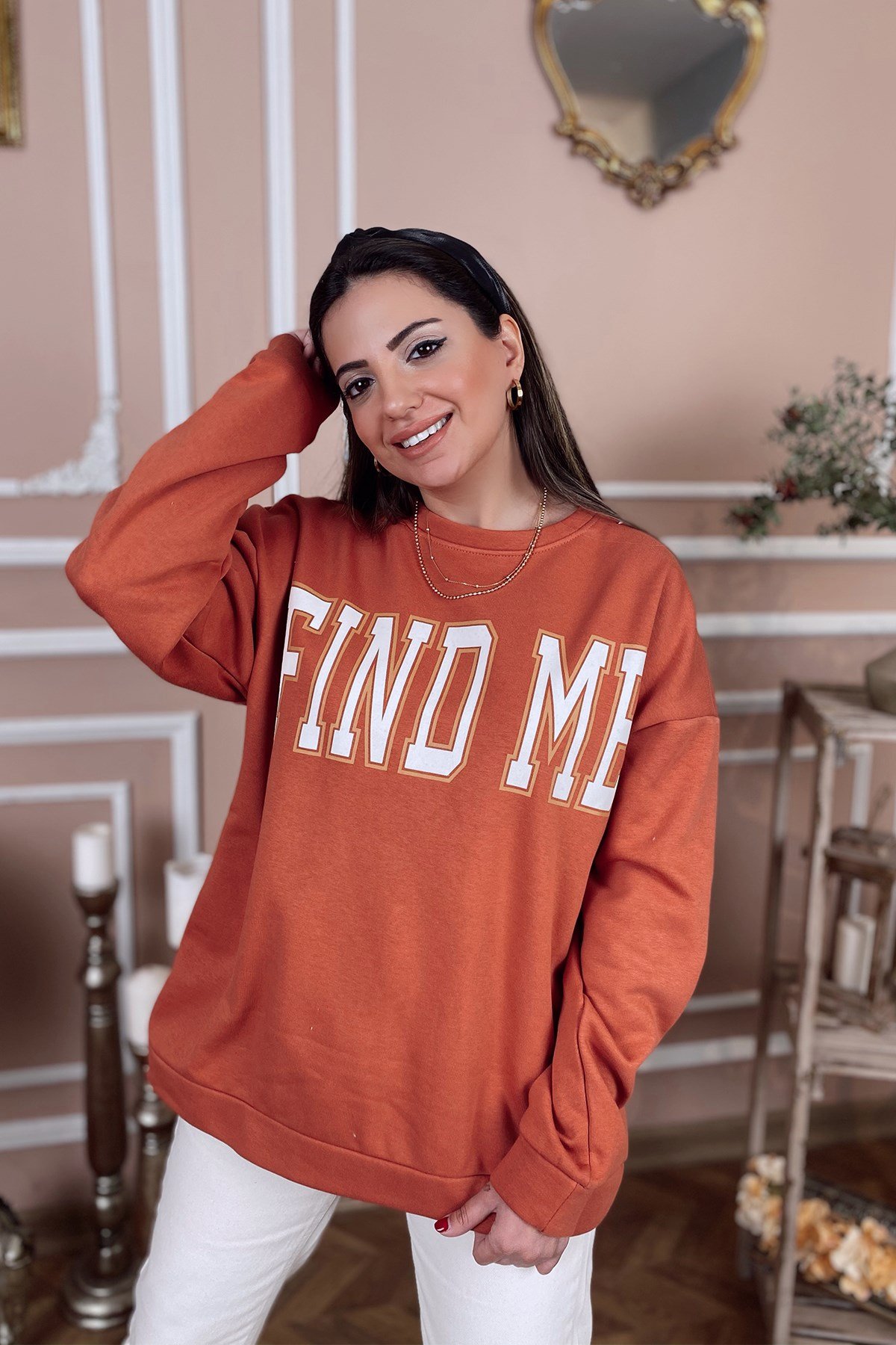 Kiremit Baskılı Sweatshirt