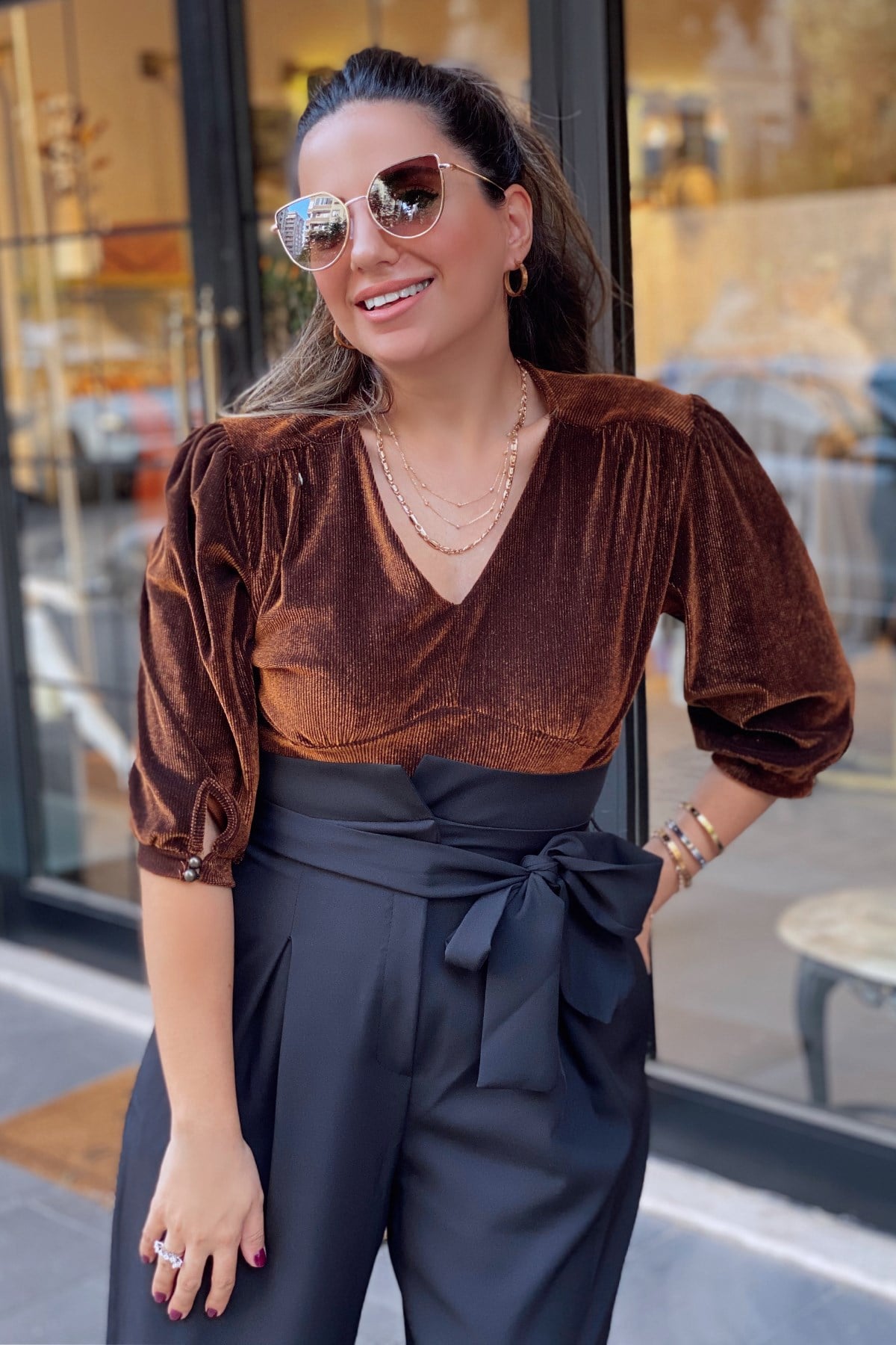 Kiremit Parlak Fitilli Bodysuit