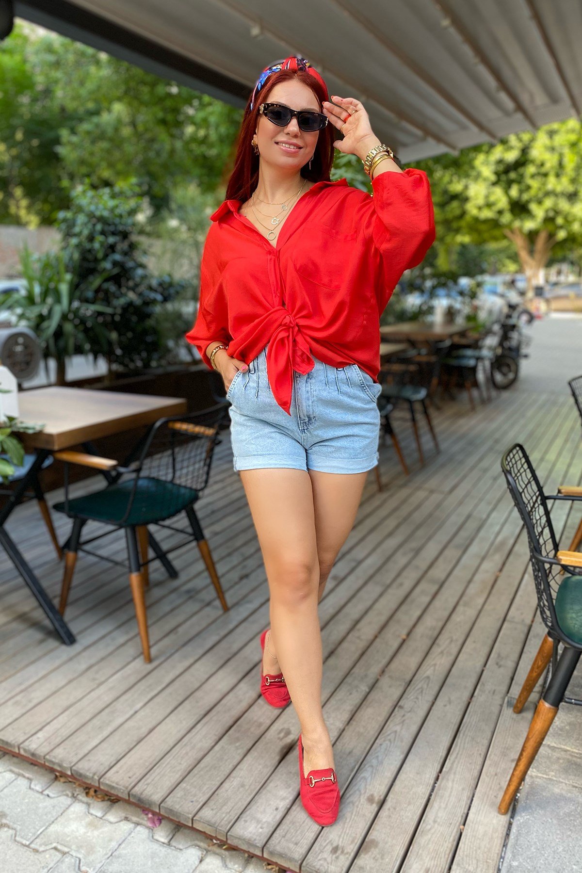 Kırmızı Oversize Gömlek