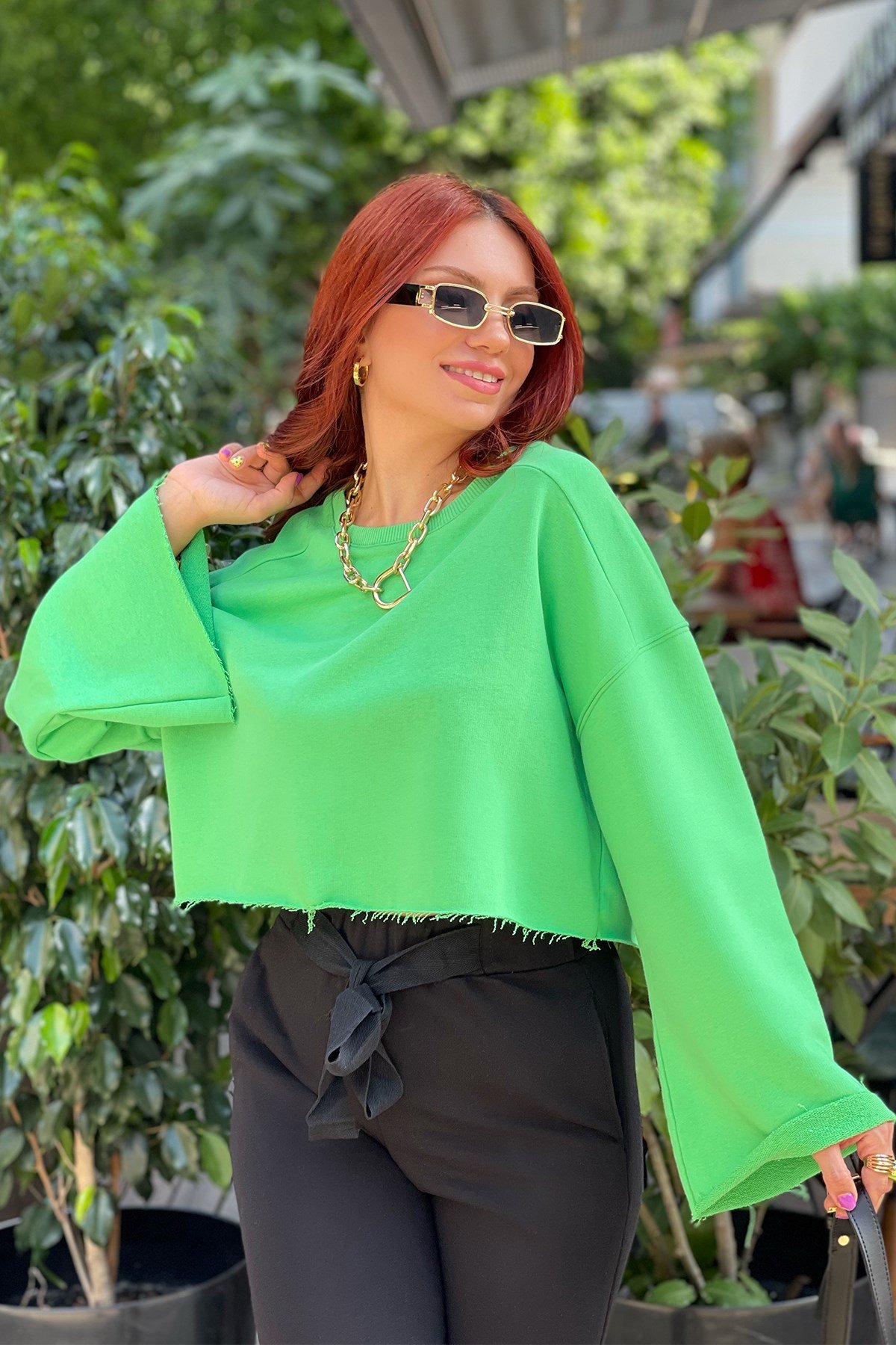 Kısa Yeşil Sweatshirt