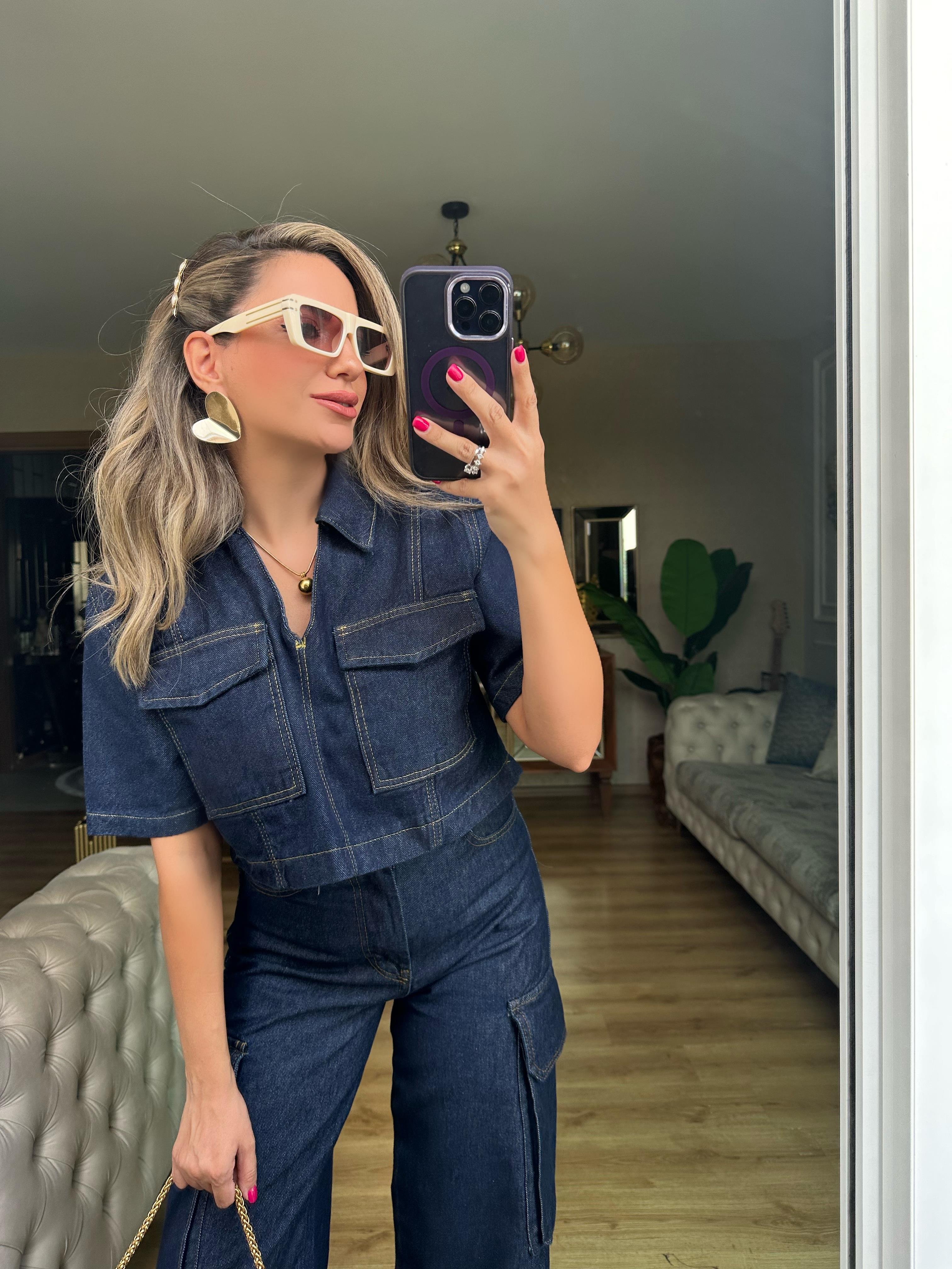 Koyu Lacivert Kargo Denim Takım