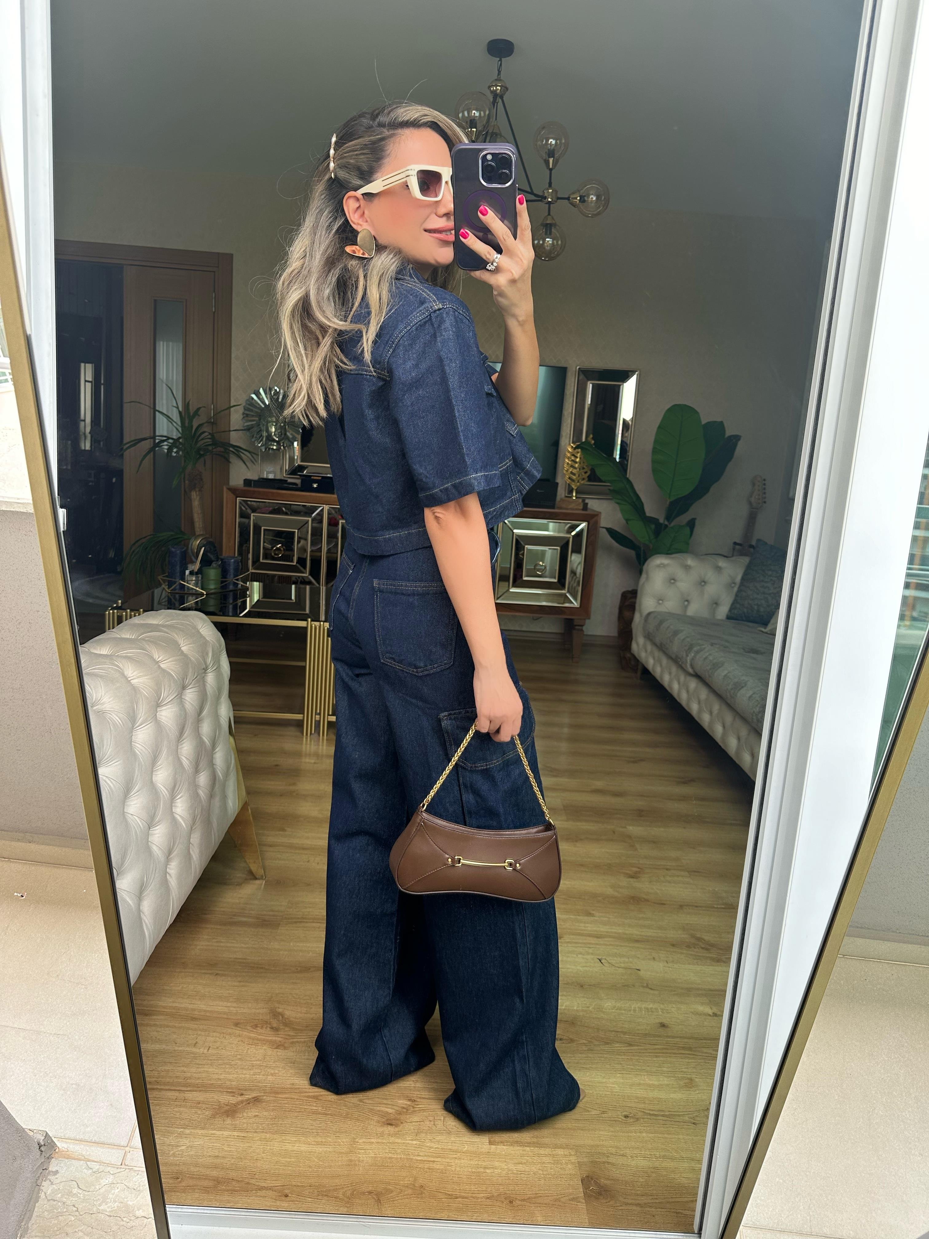 Koyu Lacivert Kargo Denim Takım