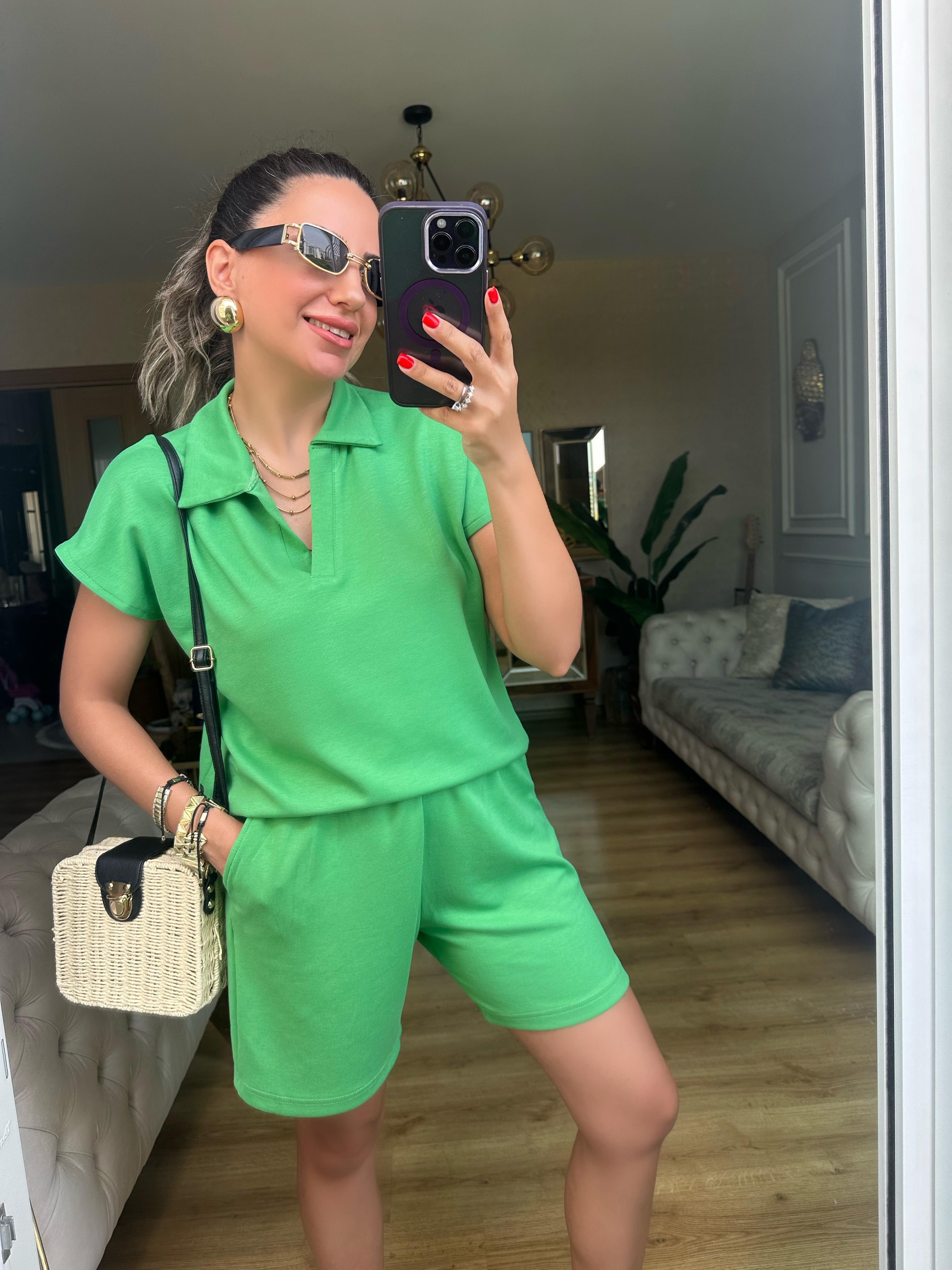 Koyu Yeşil Oysh Modal Şort Takım