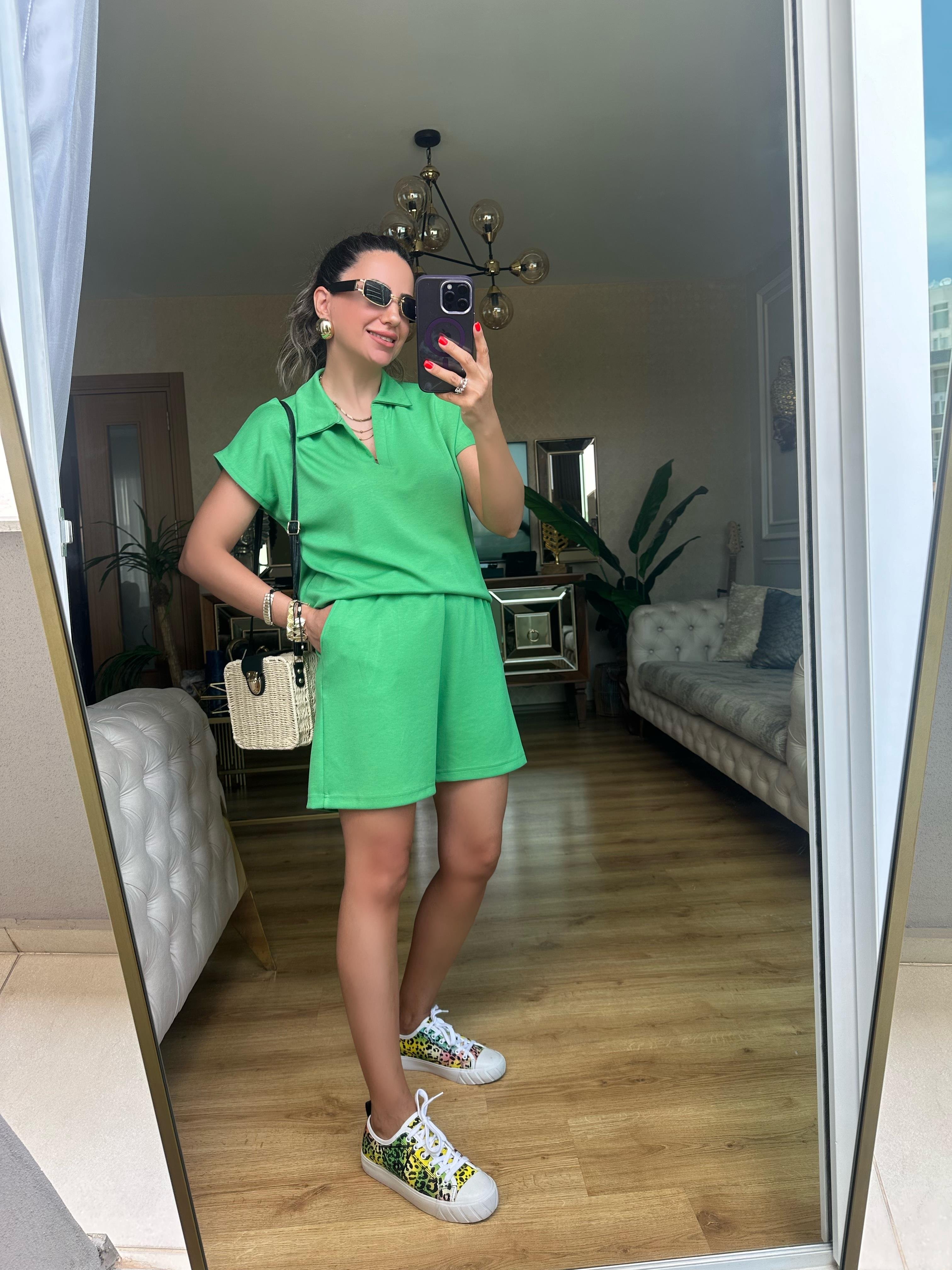 Koyu Yeşil Oysh Modal Şort Takım