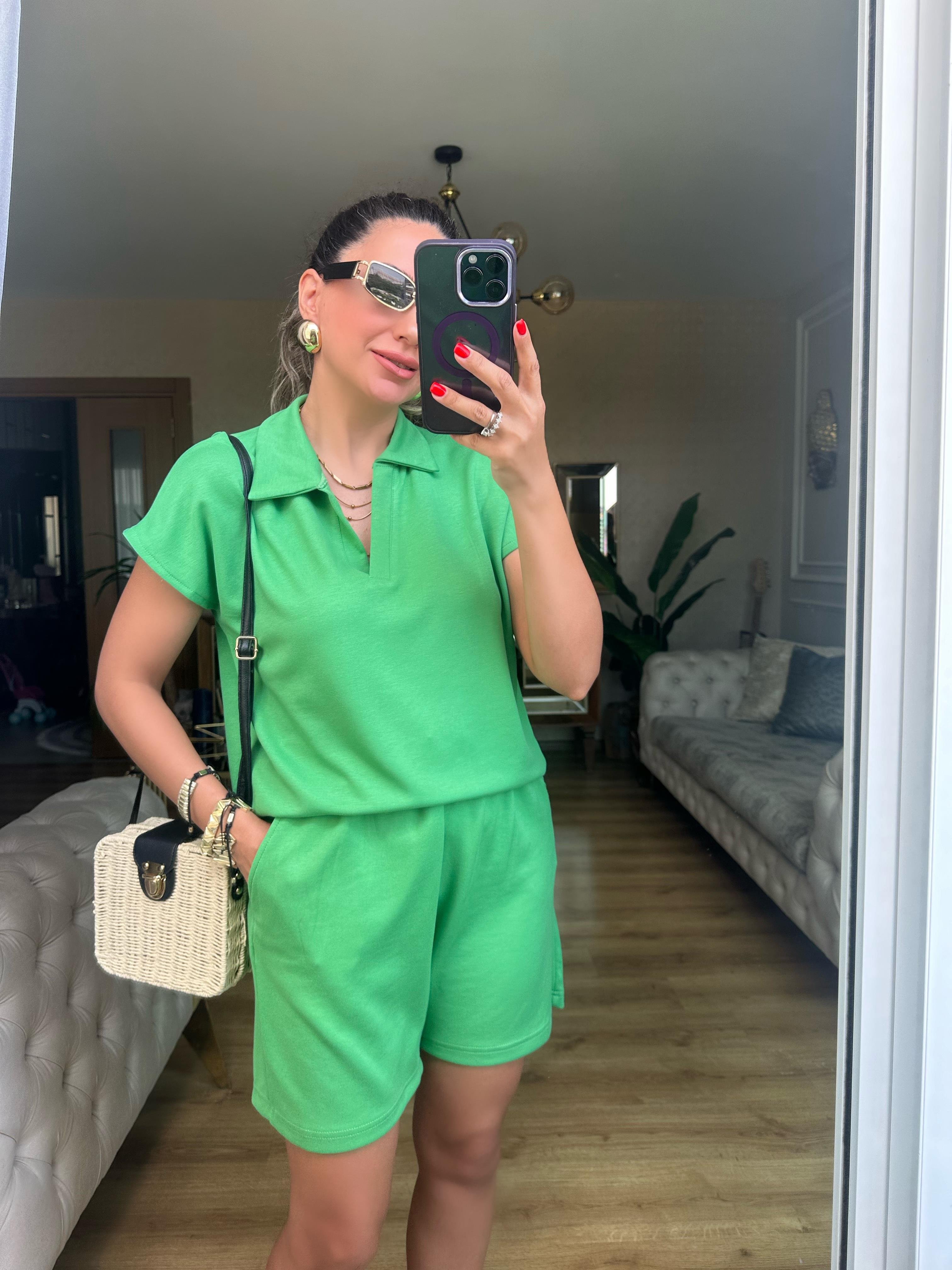 Koyu Yeşil Oysh Modal Şort Takım