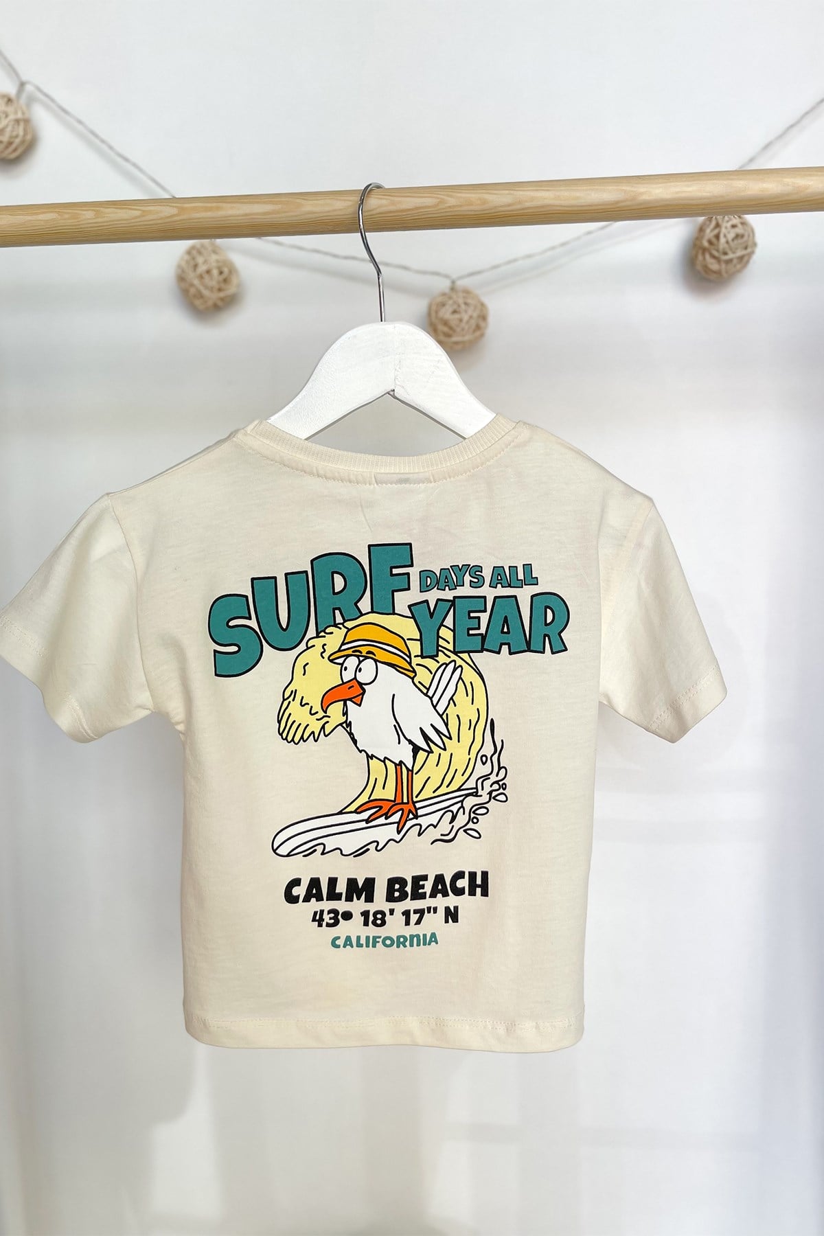 Krem Surf Baskılı Tshirt
