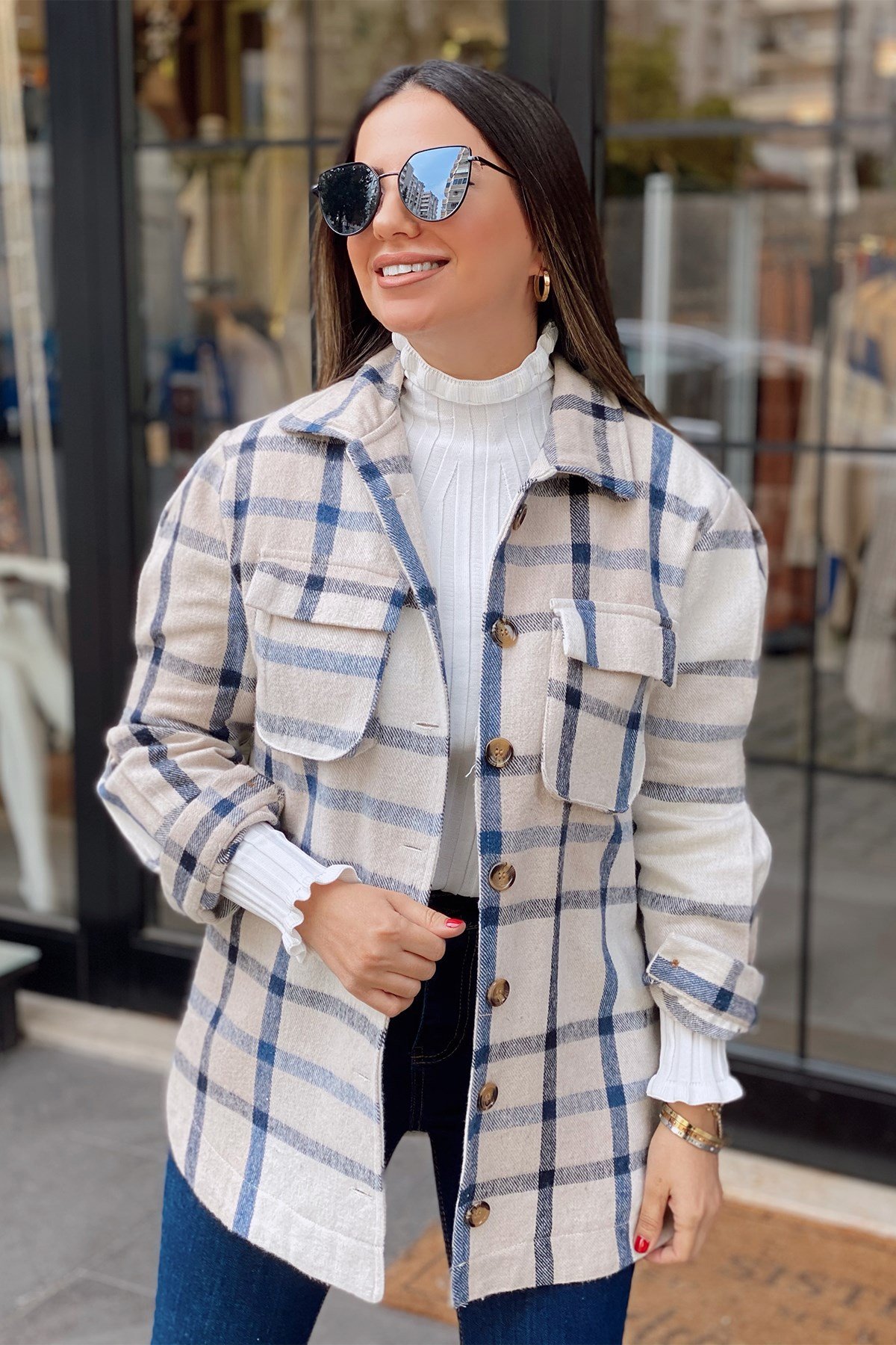 Kremli Mavili  Oduncu Gömlek 