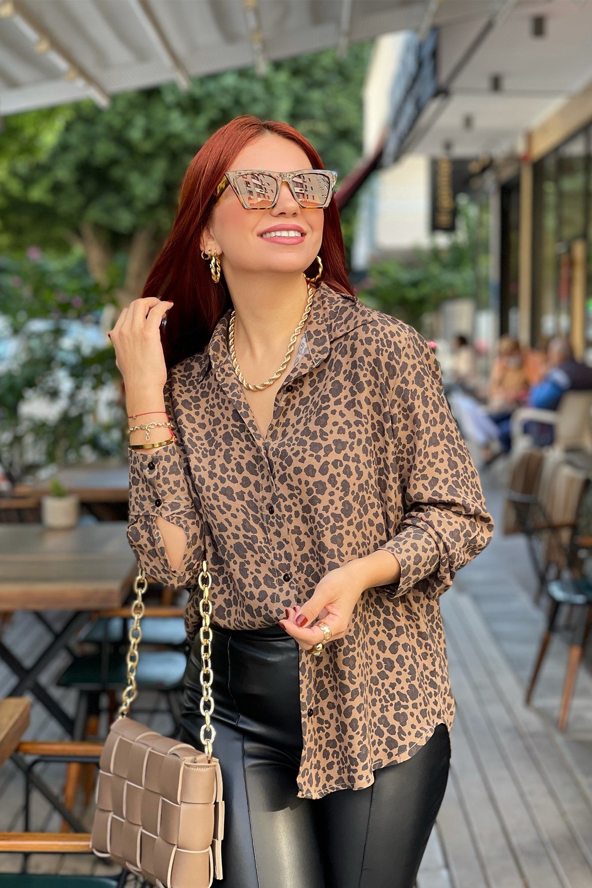 Leopar Desenli Gömlek