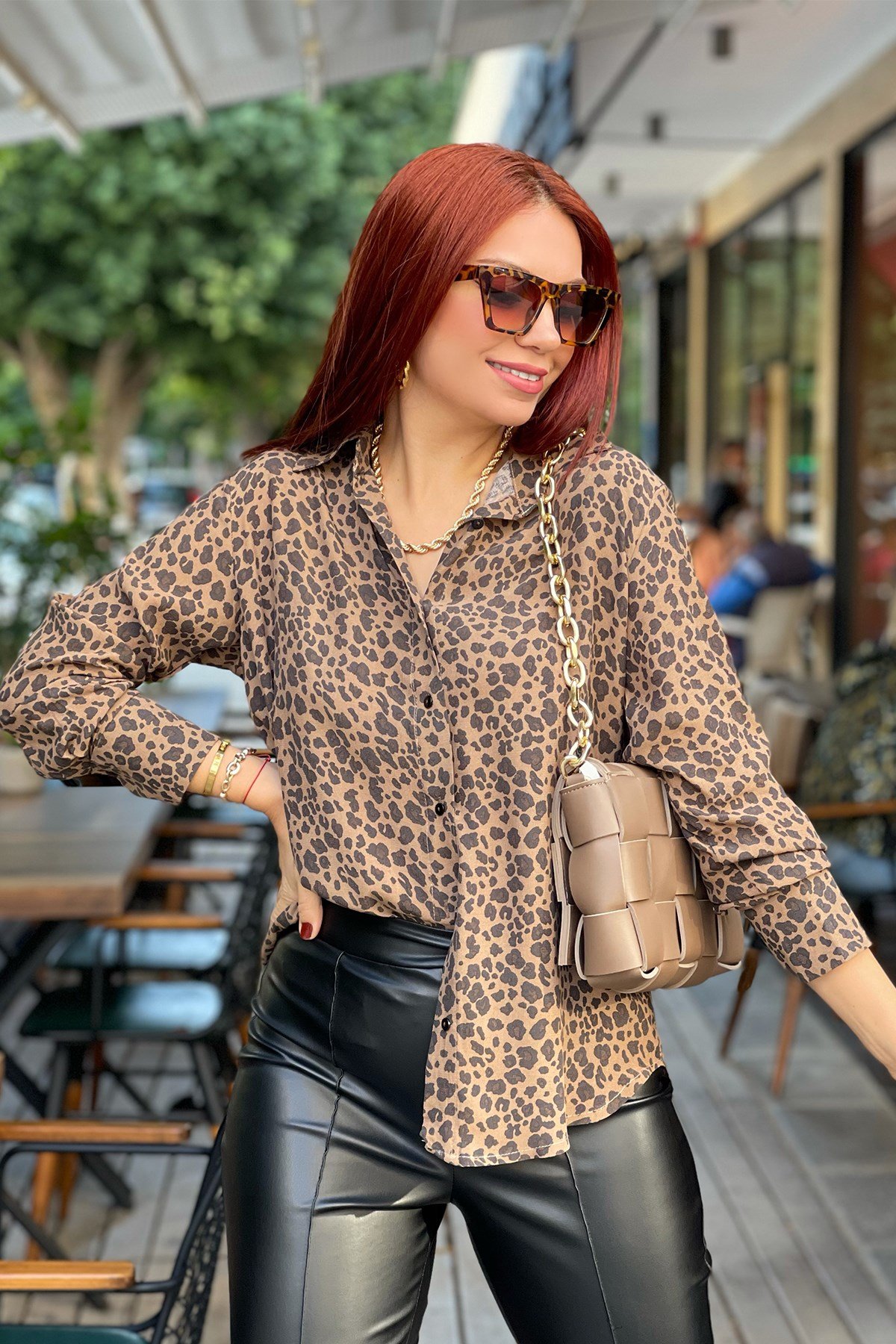 Leopar Desenli Gömlek
