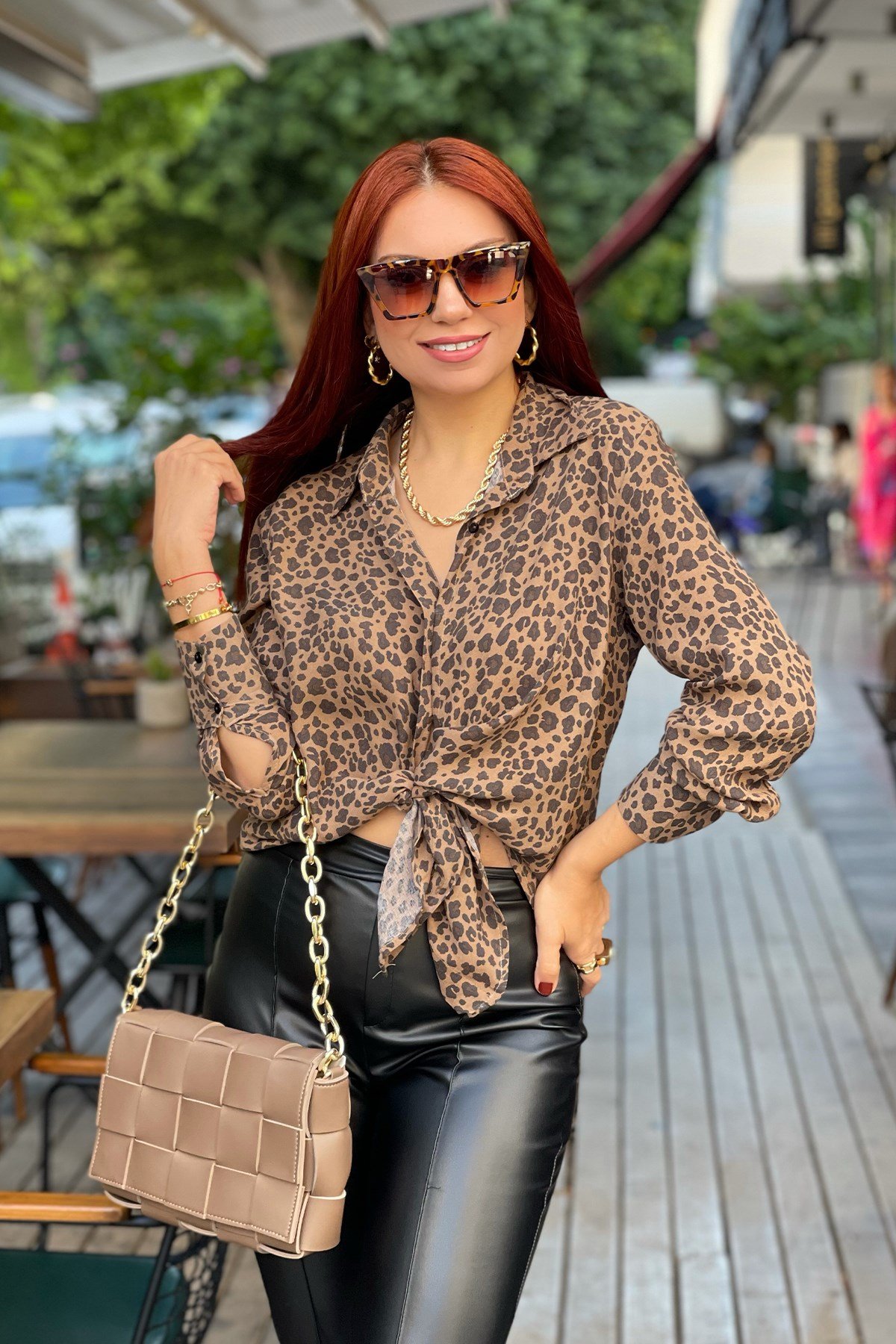 Leopar Desenli Gömlek