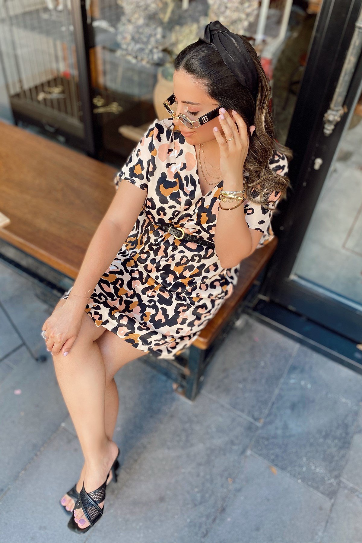 Leopar Desenli Tunik Elbise