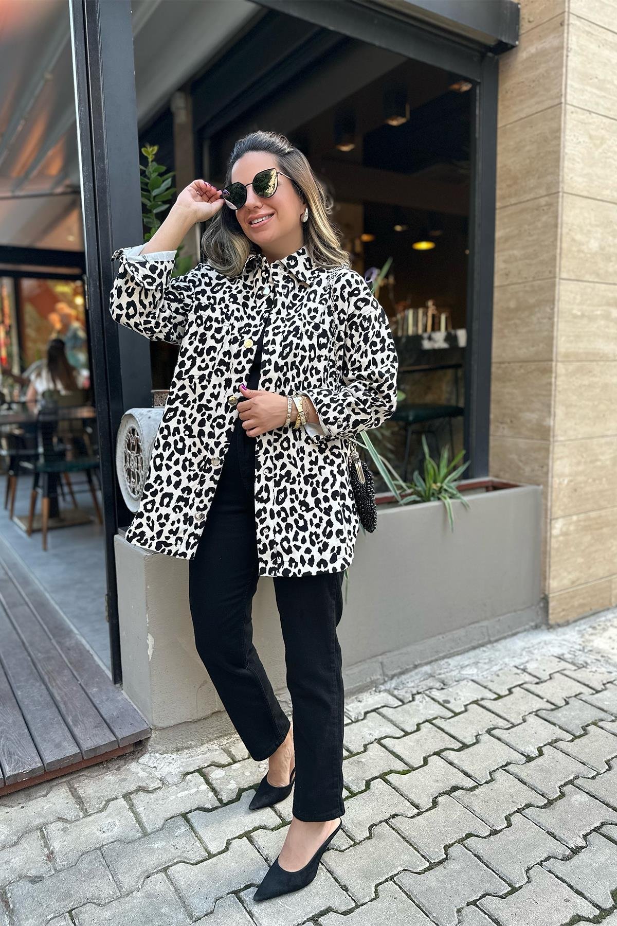 Leopar Gömlek Ceket