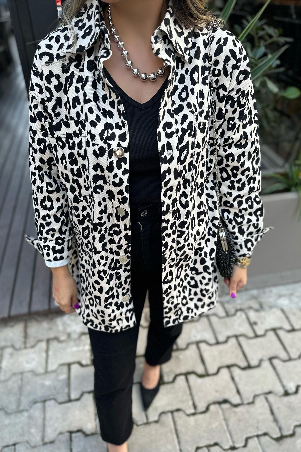 Leopar Gömlek Ceket
