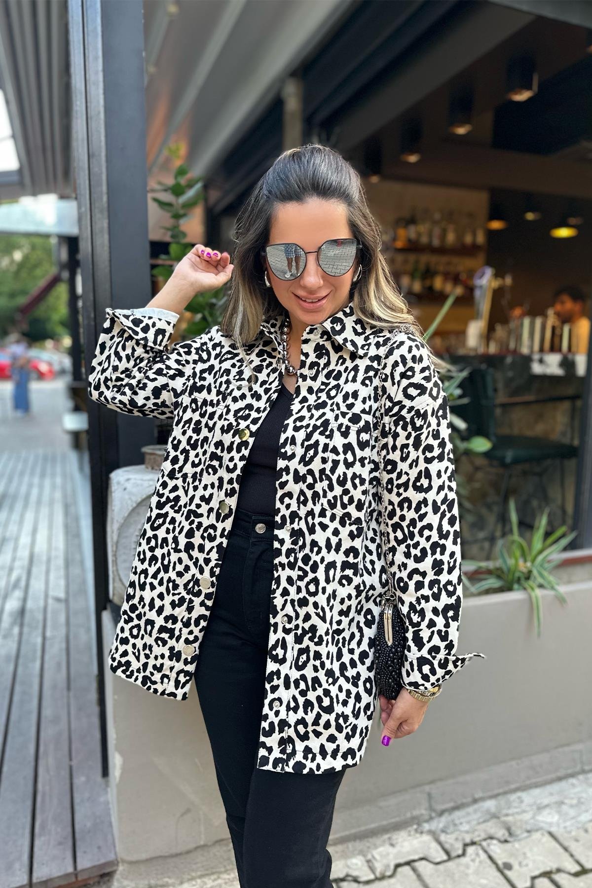 Leopar Gömlek Ceket