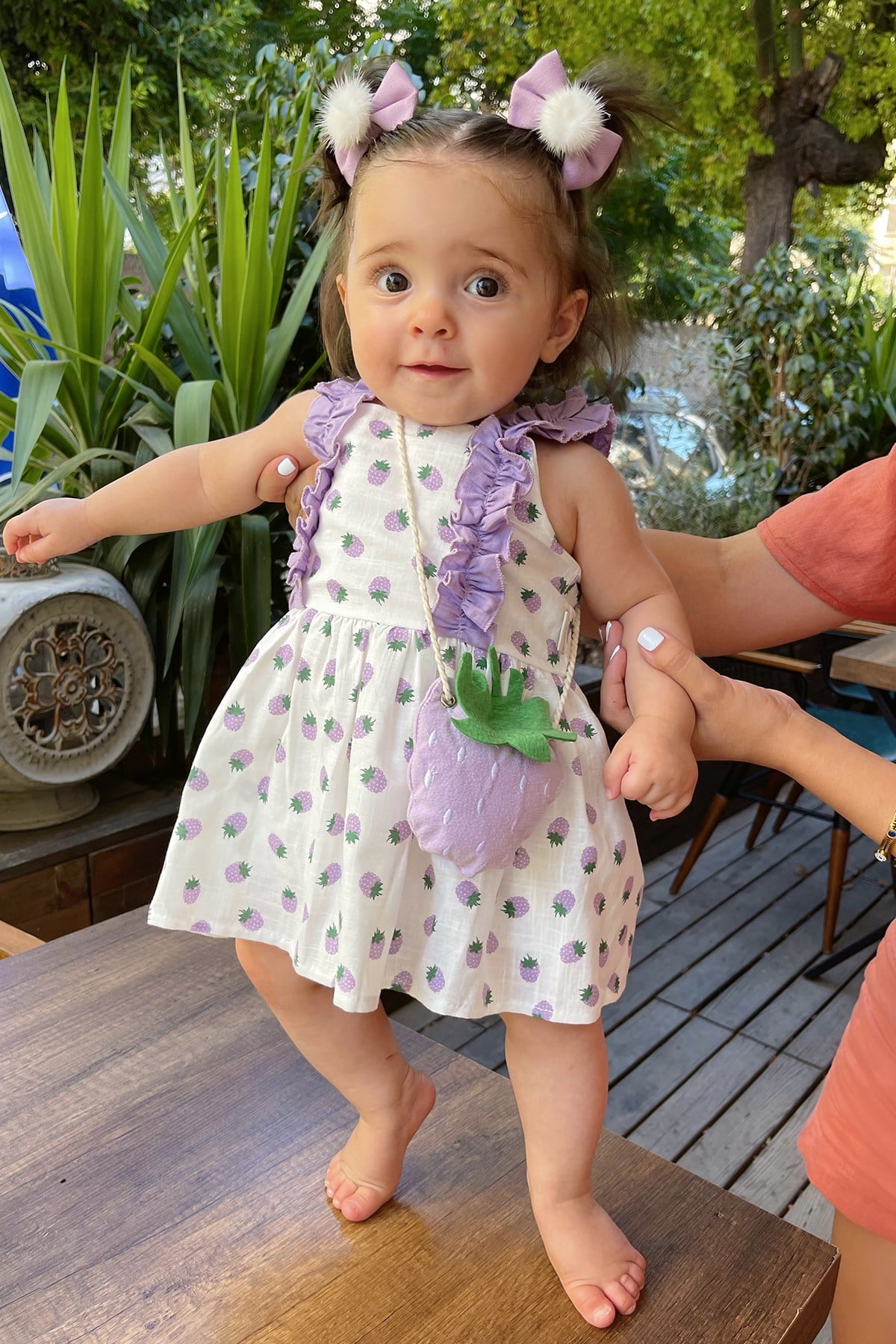Lila Çiçekli Elbise