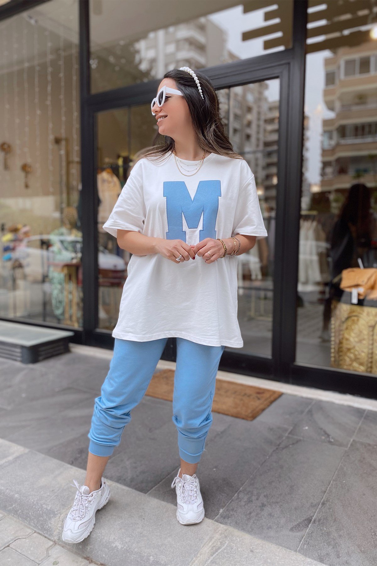 M Baskılı Mavi Eşofman Takım