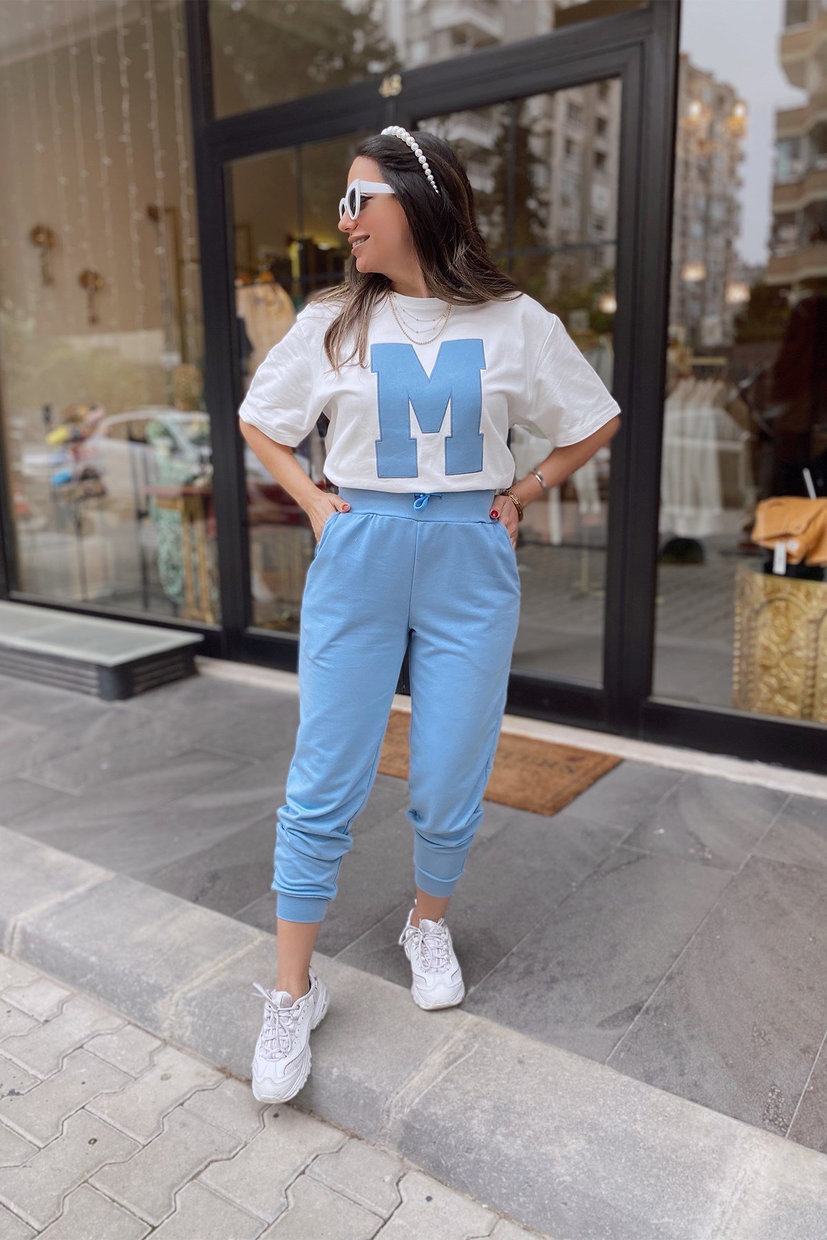 M Baskılı Mavi Eşofman Takım
