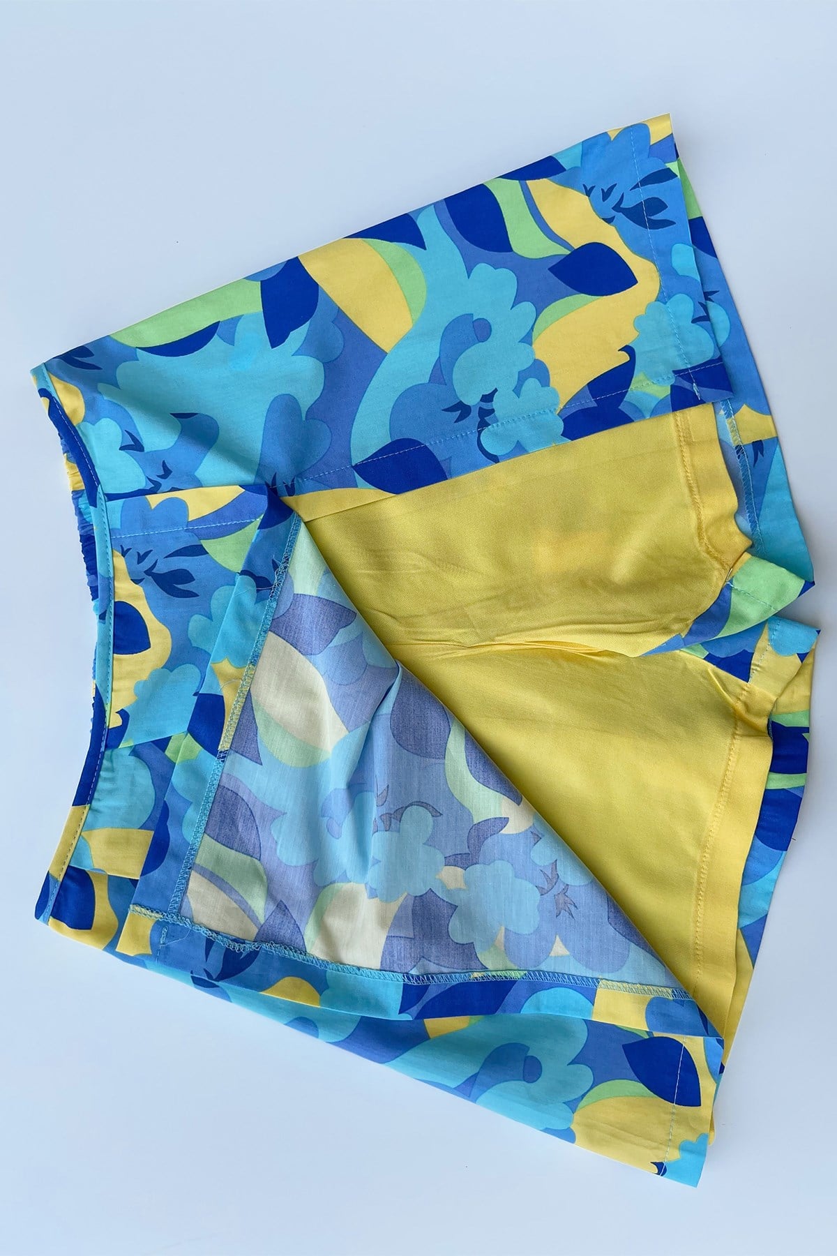 Mavi Desenli Şort Etek