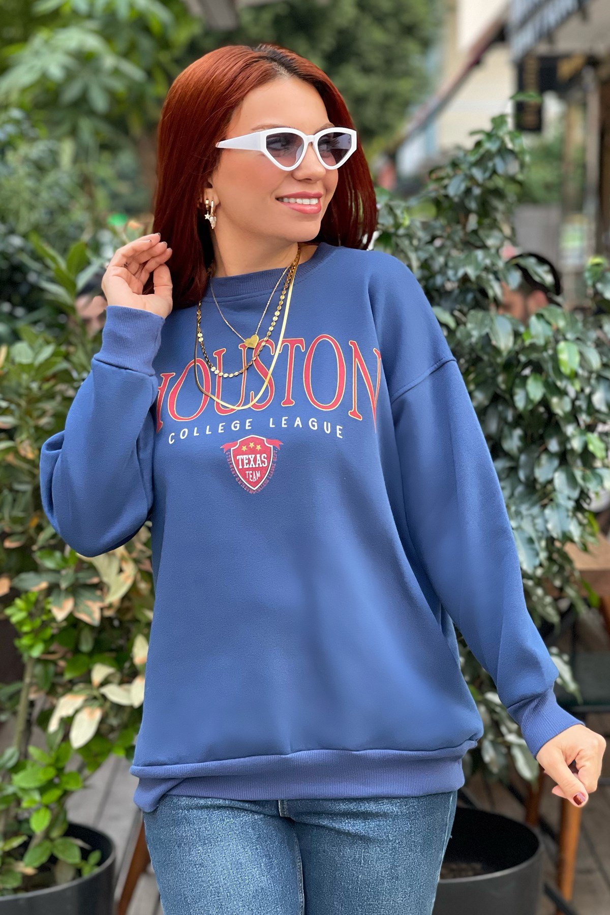 Mavi Houtson Baskılı Sweatshirt