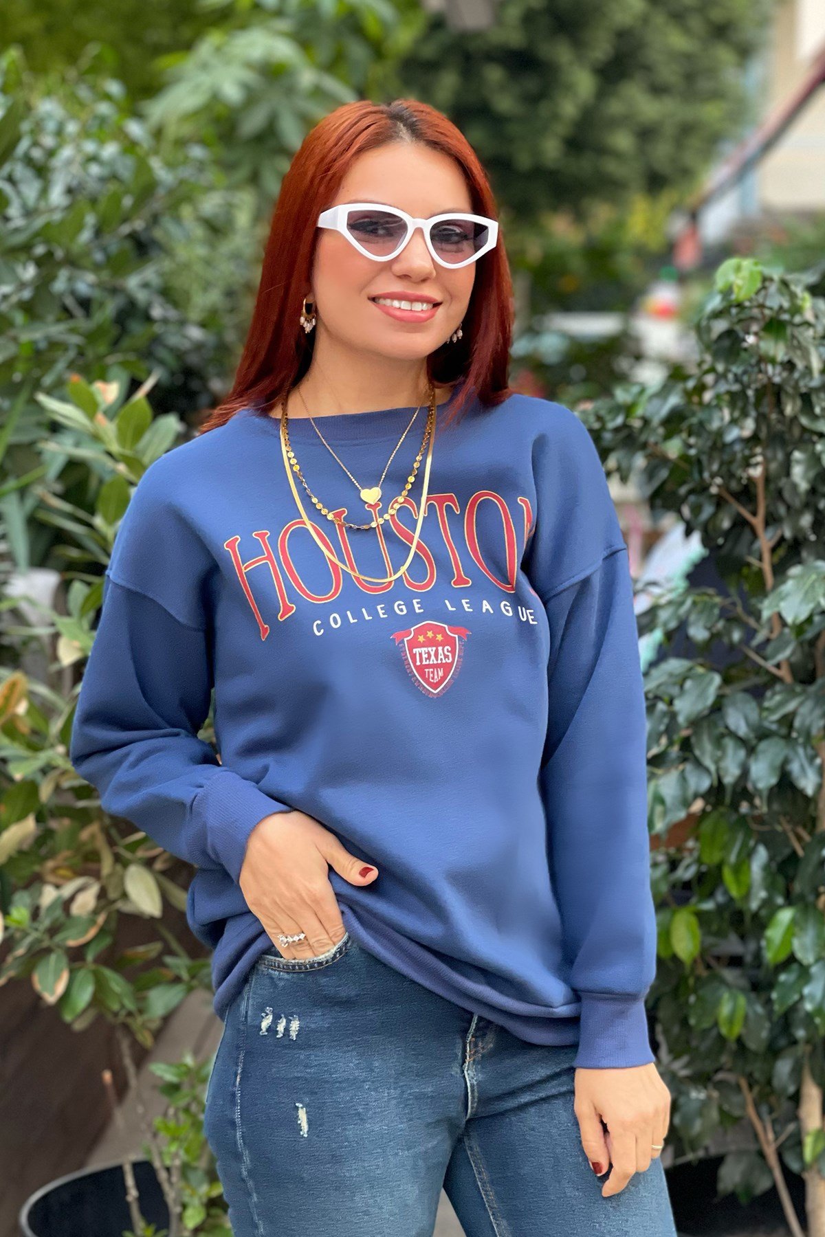 Mavi Houtson Baskılı Sweatshirt