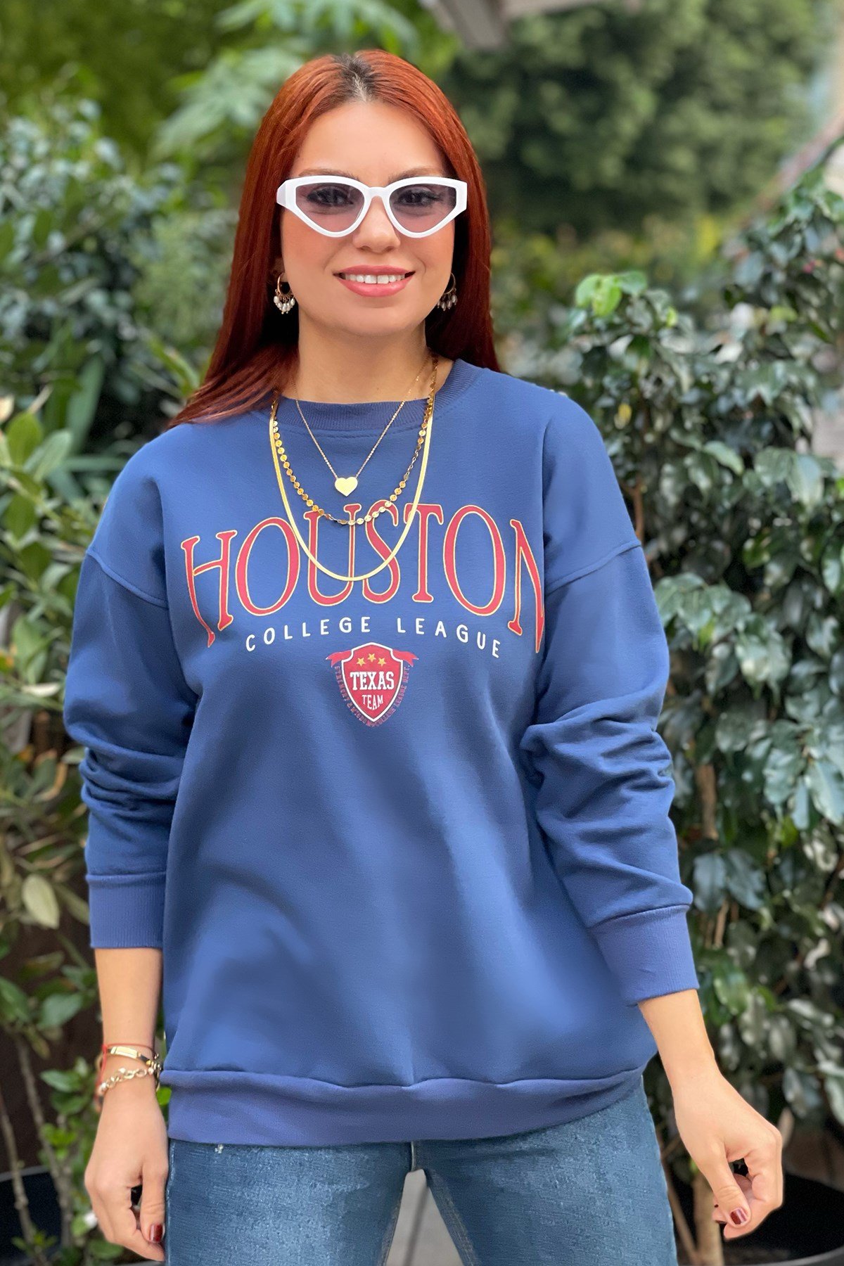 Mavi Houtson Baskılı Sweatshirt