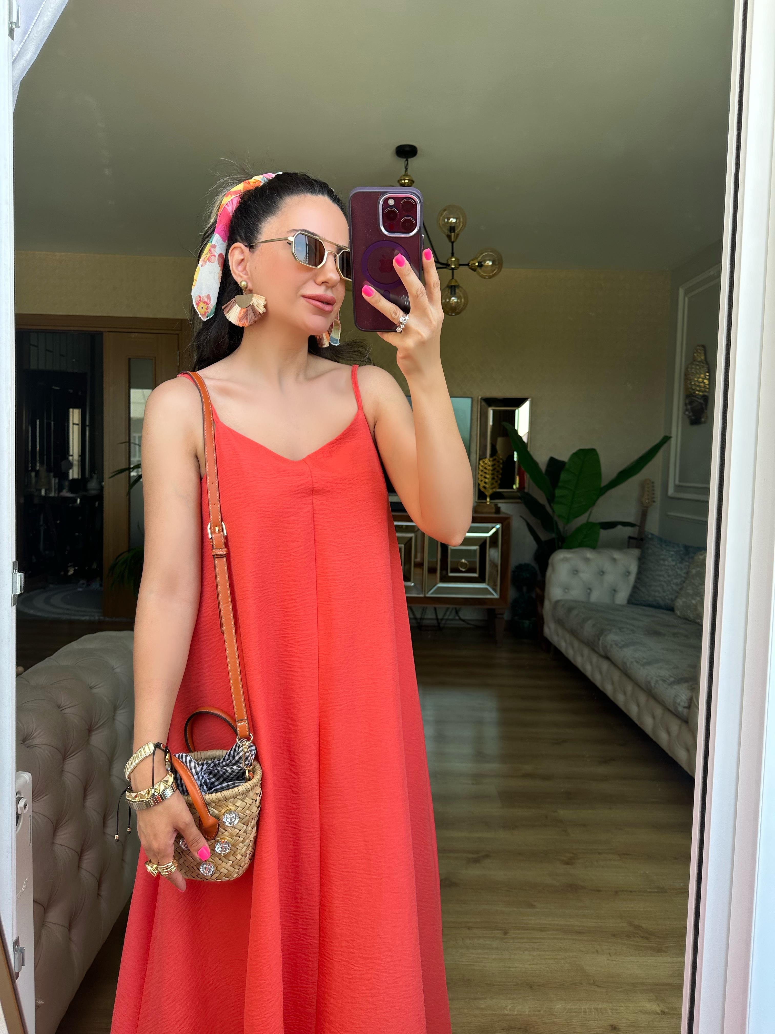 Narçiçeği İp Askılı Elbise