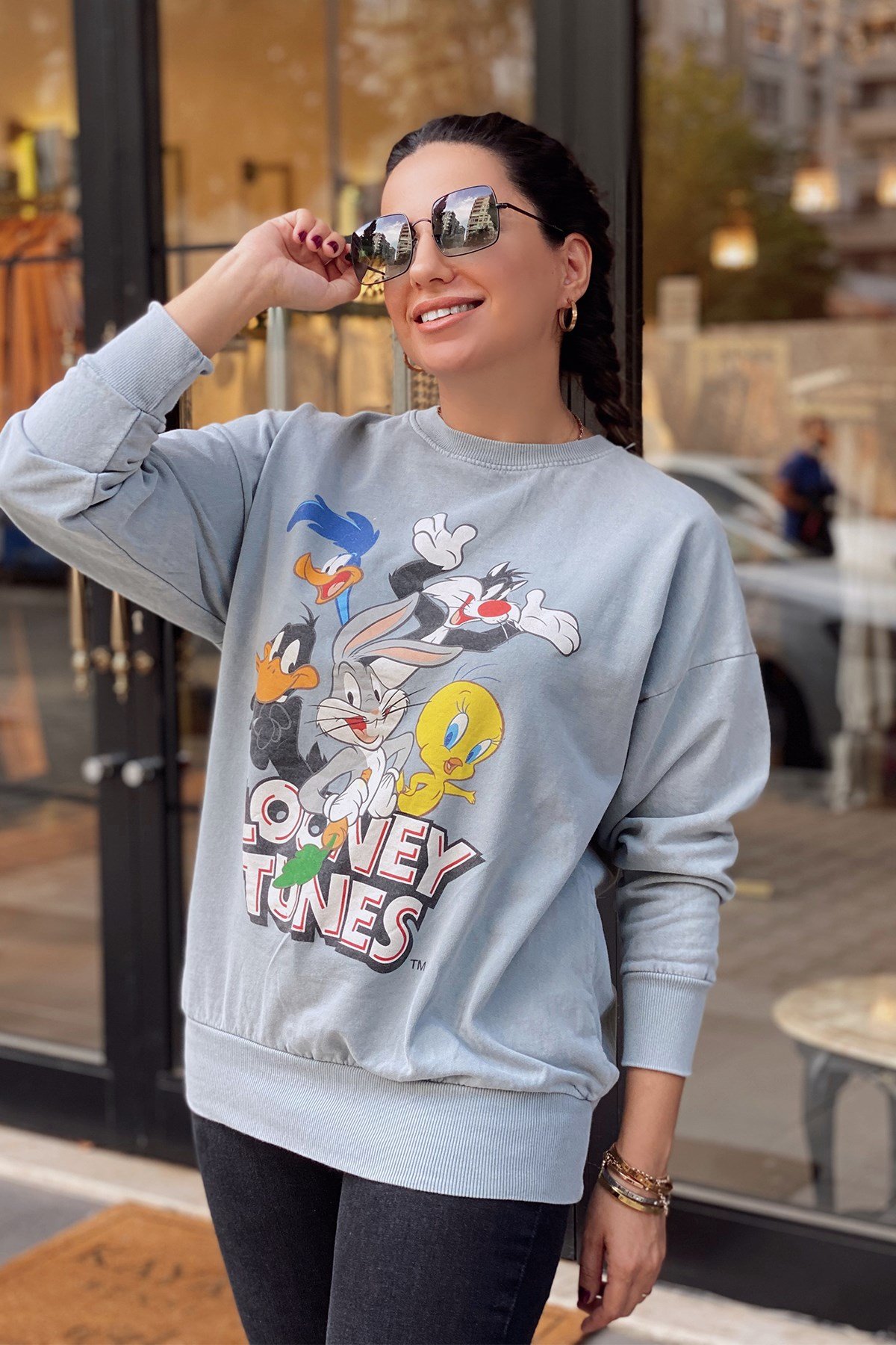 Önü Baskılı Figürlü Sweatshirt