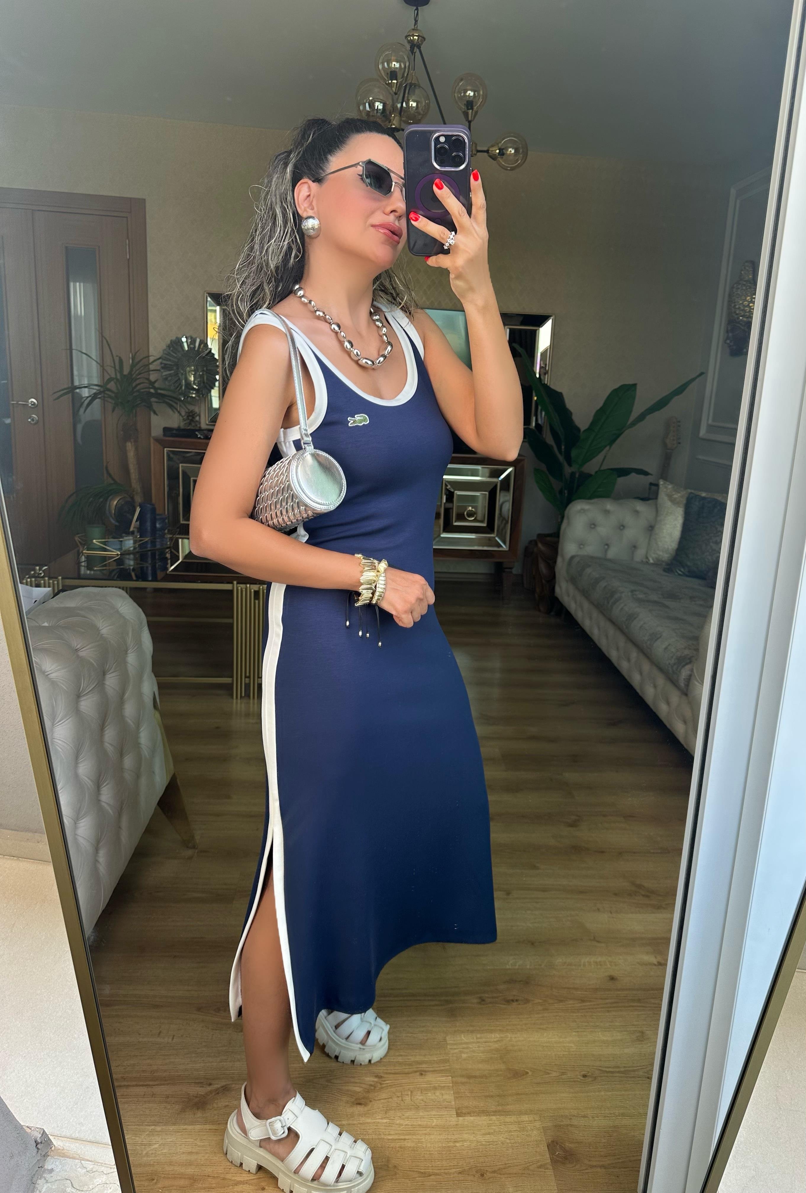 Orj Marka Modal Kumaş Lacivert Elbise