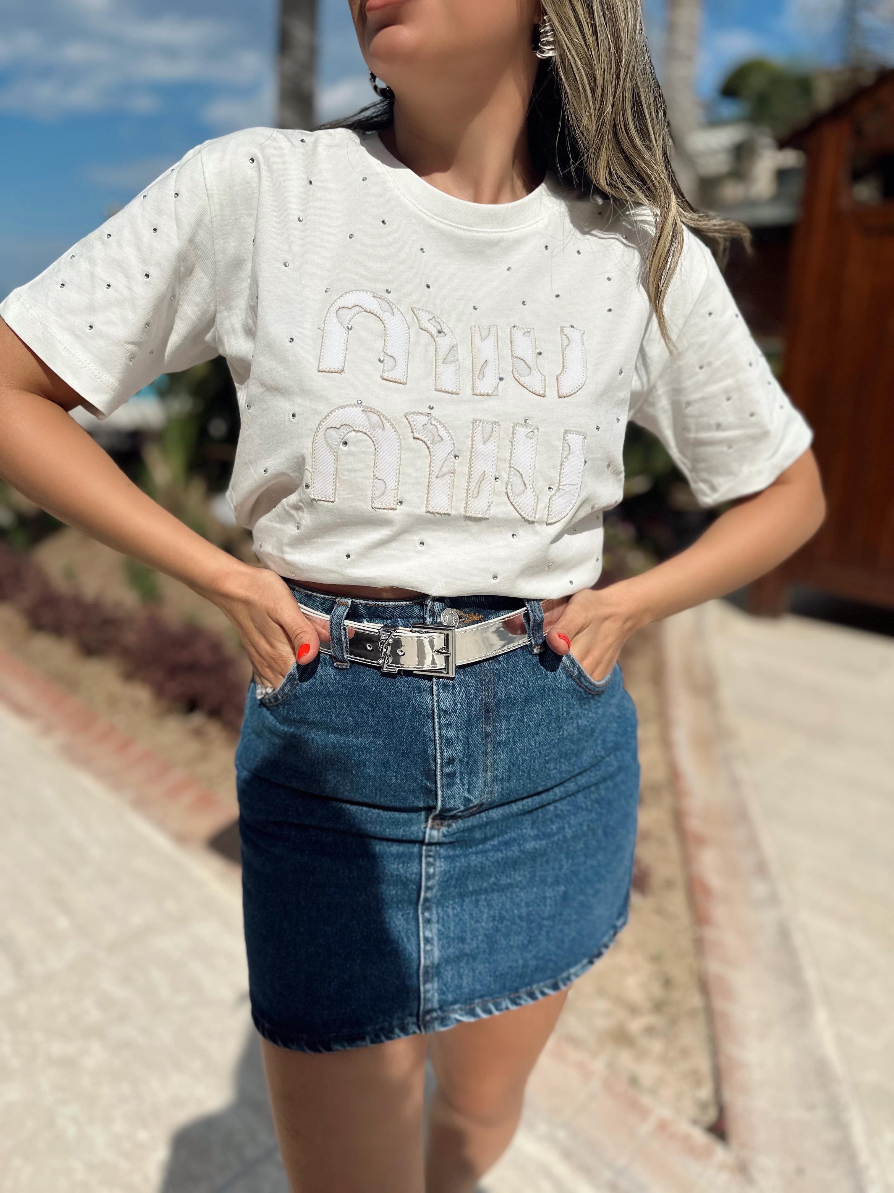 Orj Taşlı Ekru Tshirt