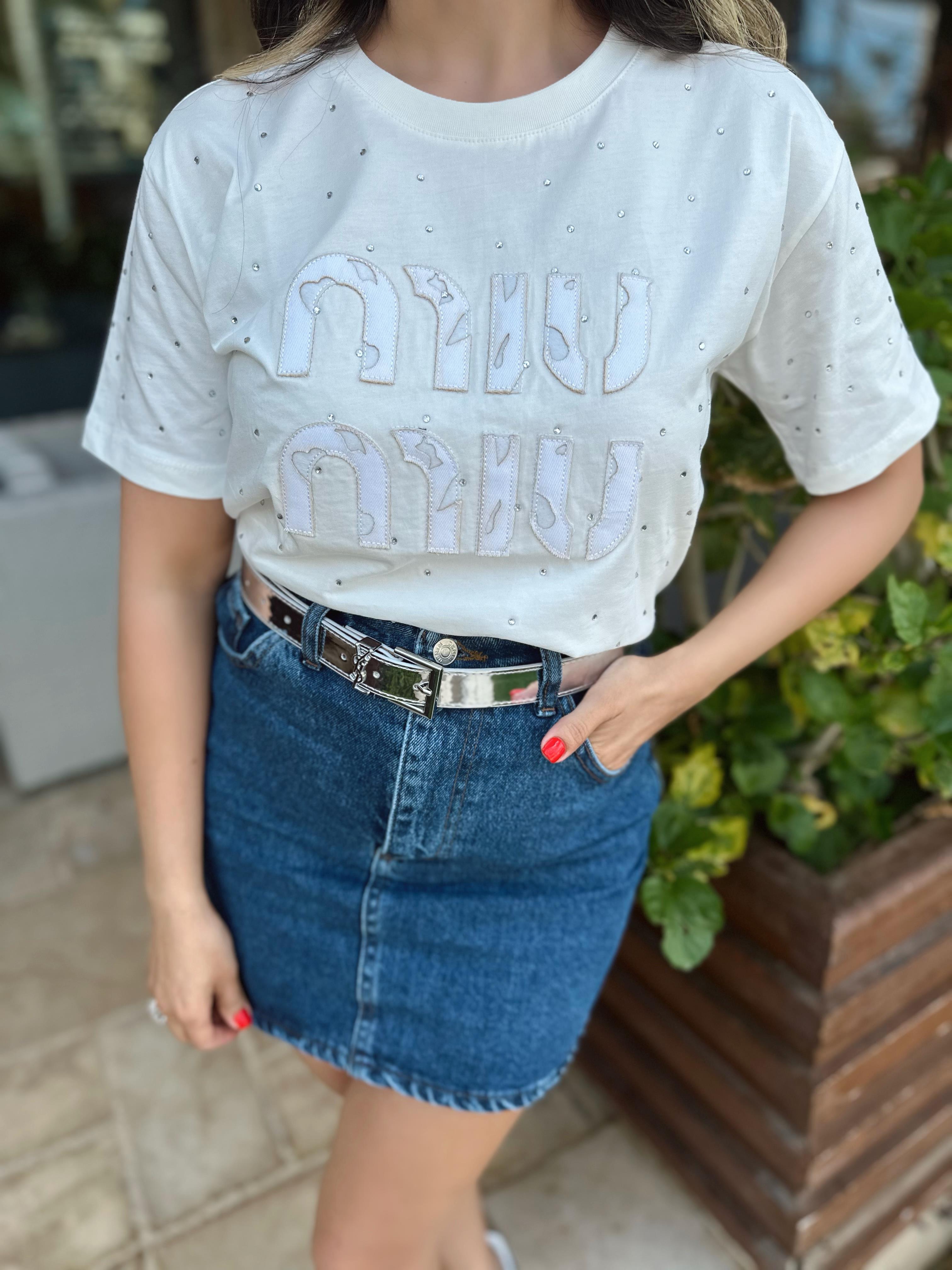 Orj Taşlı Ekru Tshirt