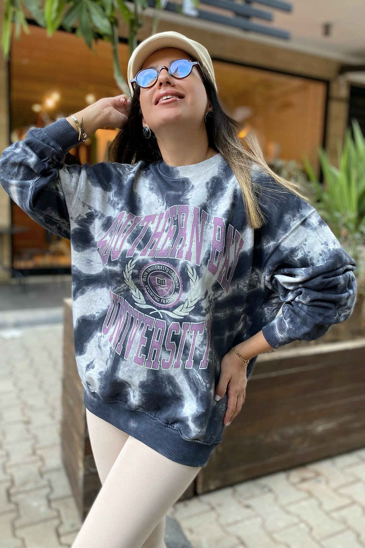 Orjinal Yıkamalı Baskılı Sweatshirt