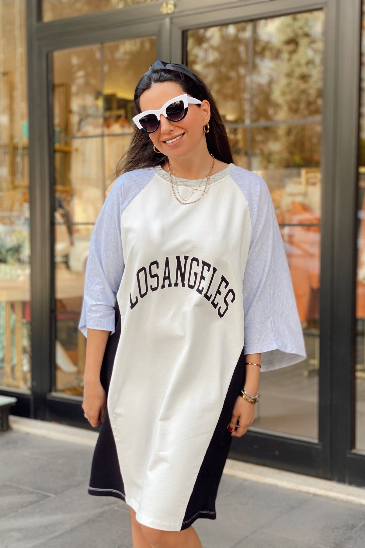 Oversize Baskılı Penye Elbise