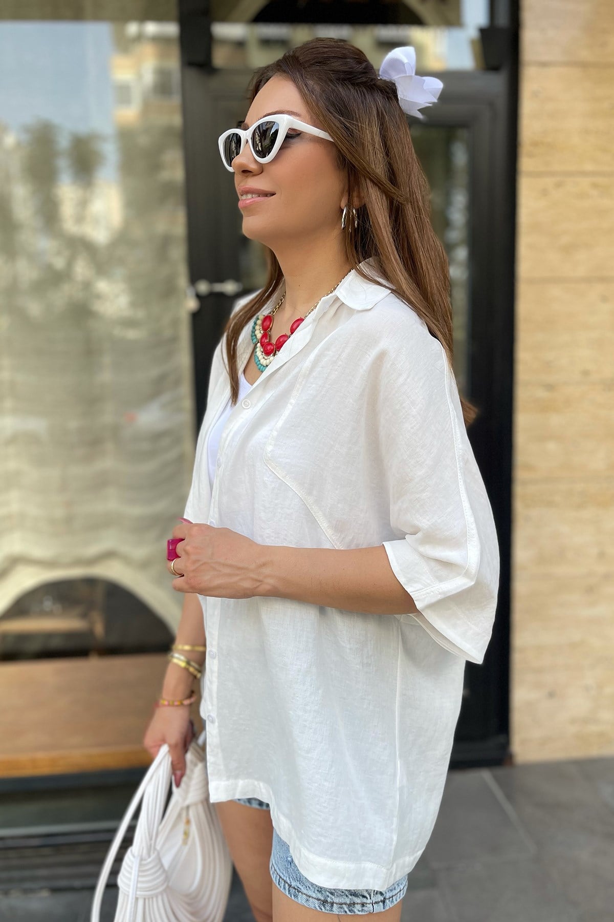 Oversize Beyaz Gömlek