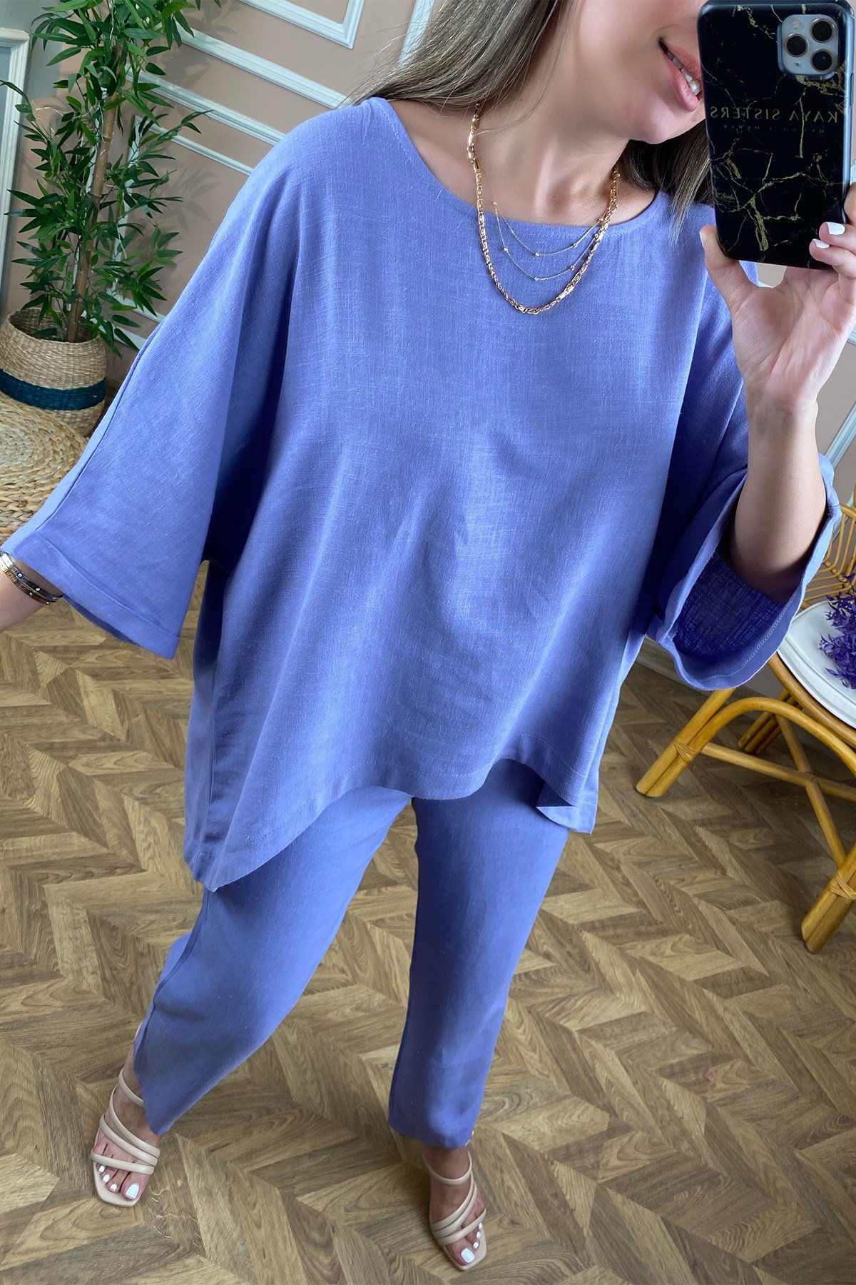Oversize Lila Keten Bluz
