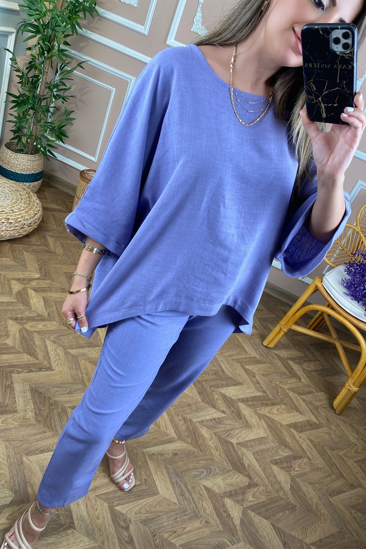 Oversize Lila Keten Bluz
