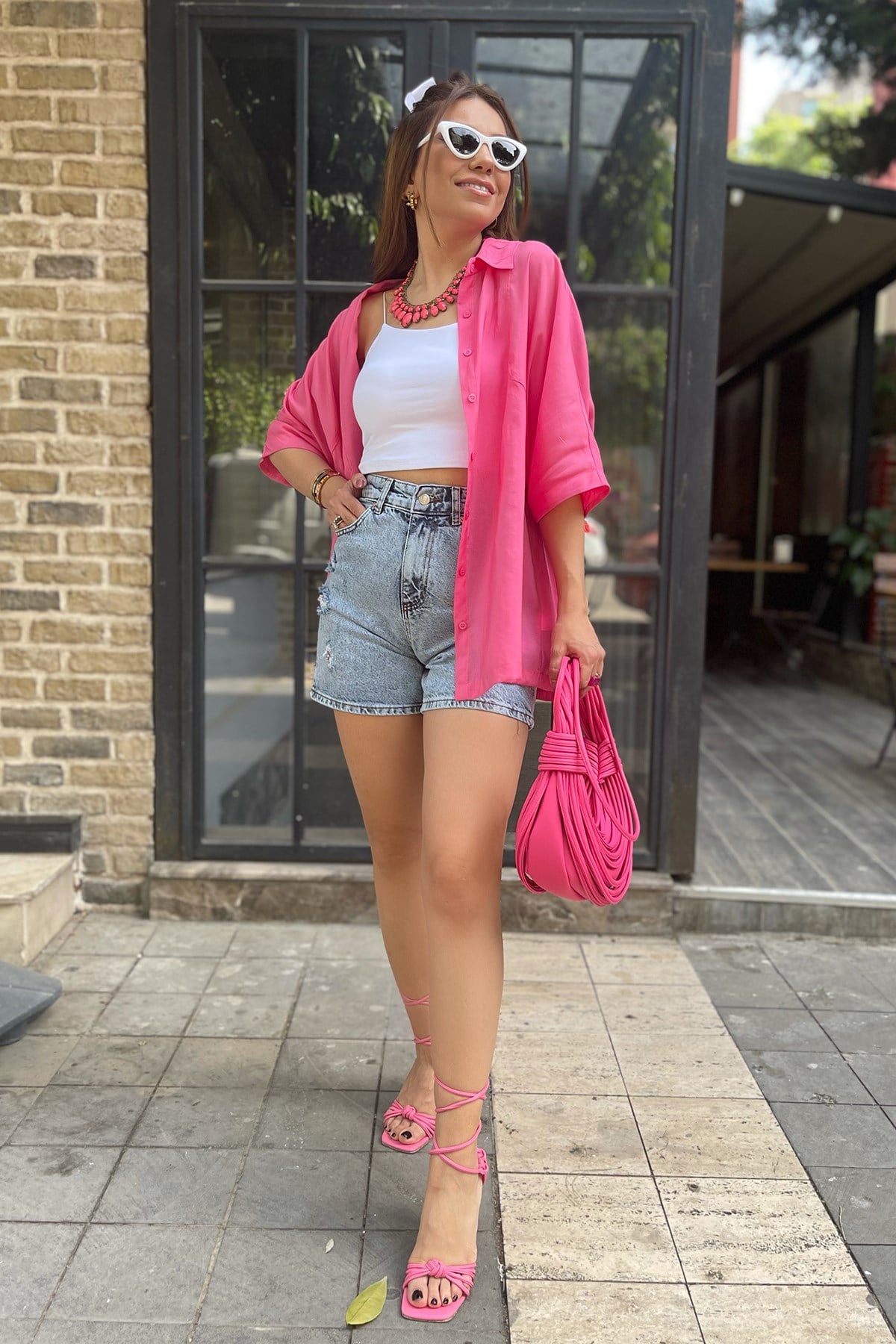 Oversize Pembe Gömlek